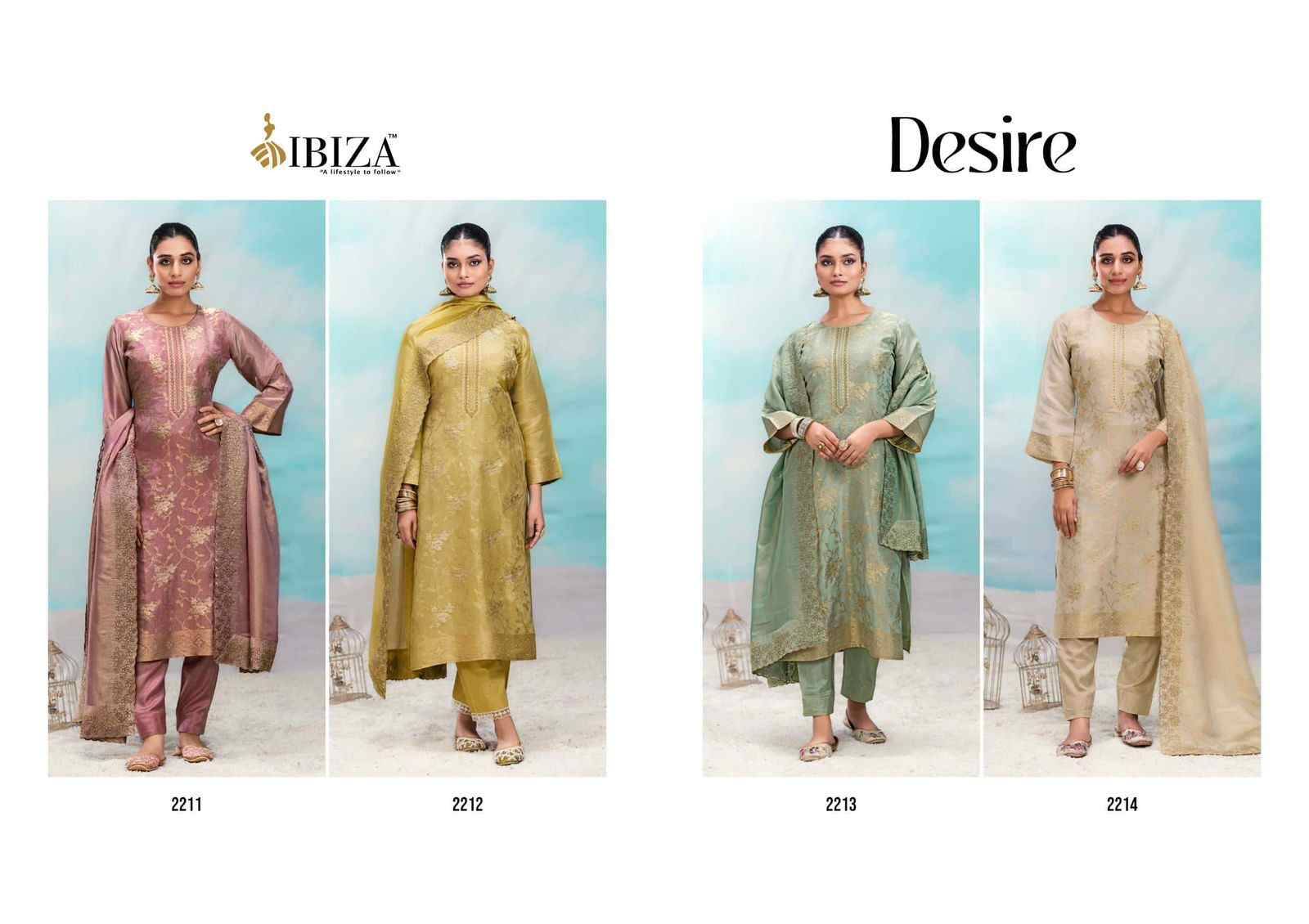 Desire By Ibiza 2211 To 2214 Series Beautiful Festive Suits Colorful Stylish Fancy Casual Wear & Ethnic Wear Pure Silk Jacquard Dresses At Wholesale Price