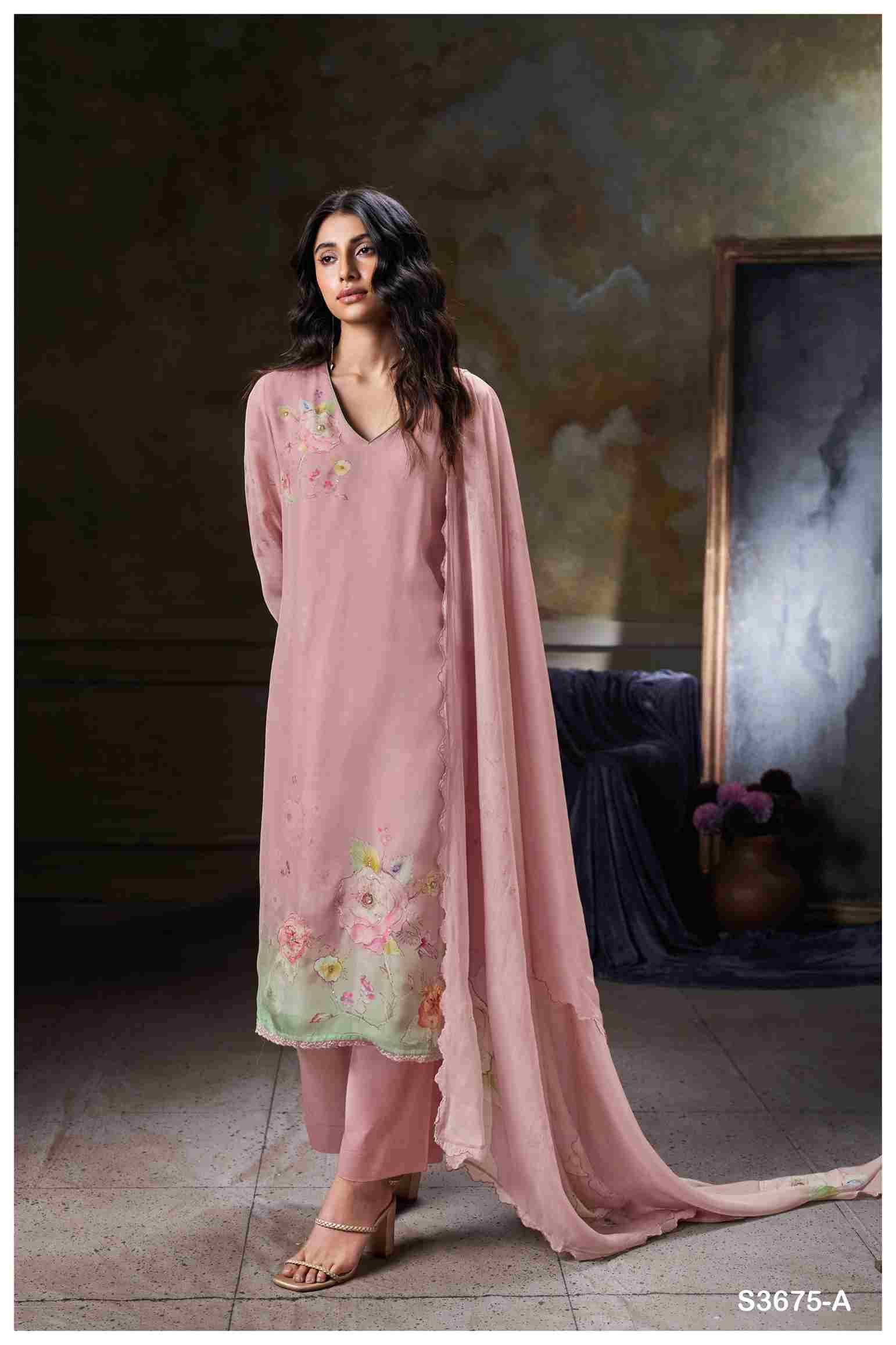 Zerrin-3675 By Ganga Fashion 3675-A To 3675-B Series Beautiful Festive Suits Stylish Colorful Fancy Casual Wear & Ethnic Wear Premium Organza Silk Print Dresses At Wholesale Price