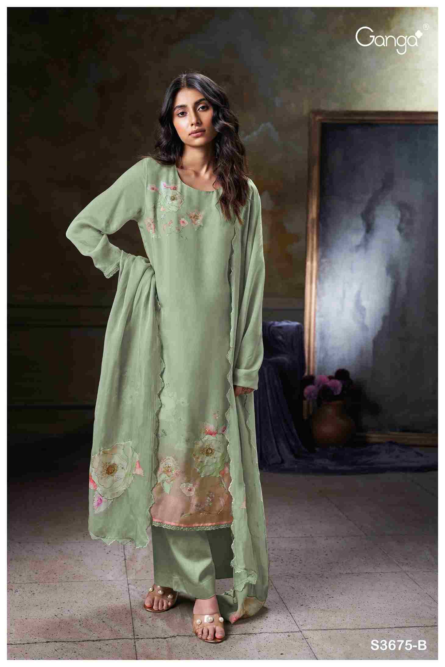 Zerrin-3675 By Ganga Fashion 3675-A To 3675-B Series Beautiful Festive Suits Stylish Colorful Fancy Casual Wear & Ethnic Wear Premium Organza Silk Print Dresses At Wholesale Price