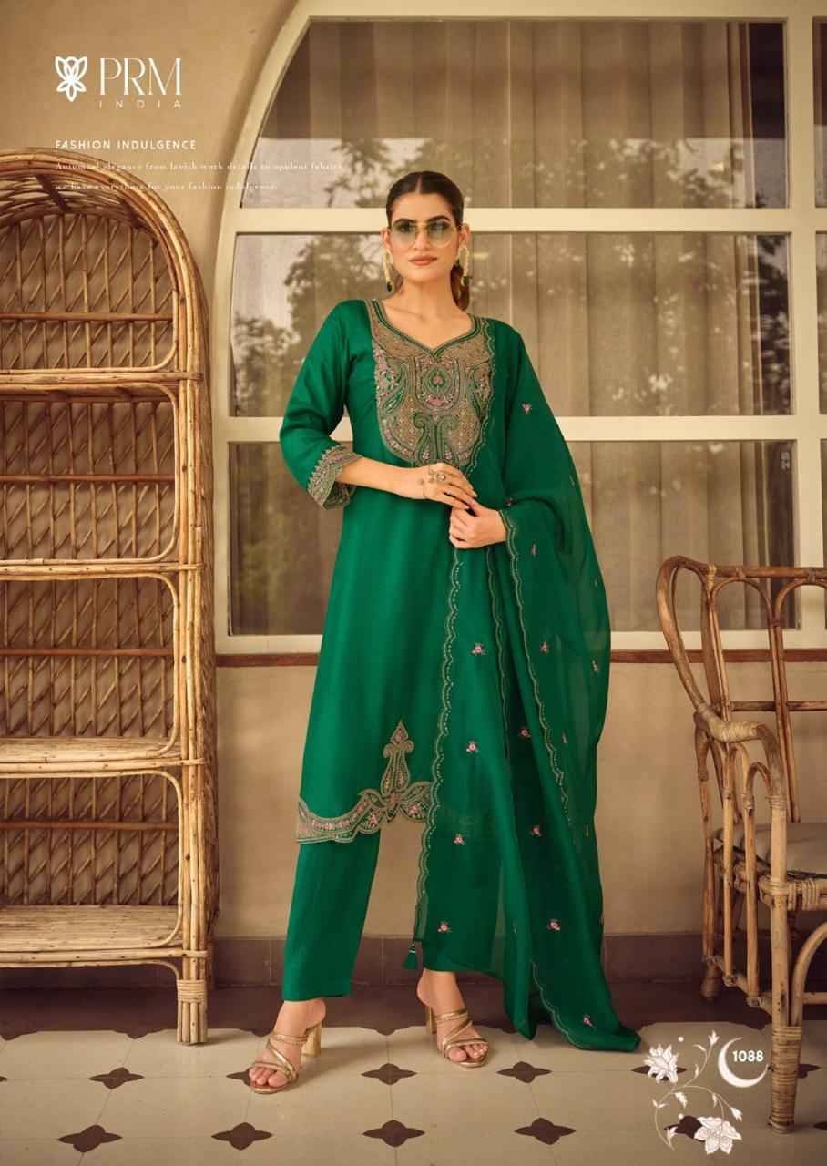 Moh By PRM Trendz 1086 To 1091 Series Beautiful Festive Suits Colorful Stylish Fancy Casual Wear & Ethnic Wear Pure Russian Silk Dresses At Wholesale Price