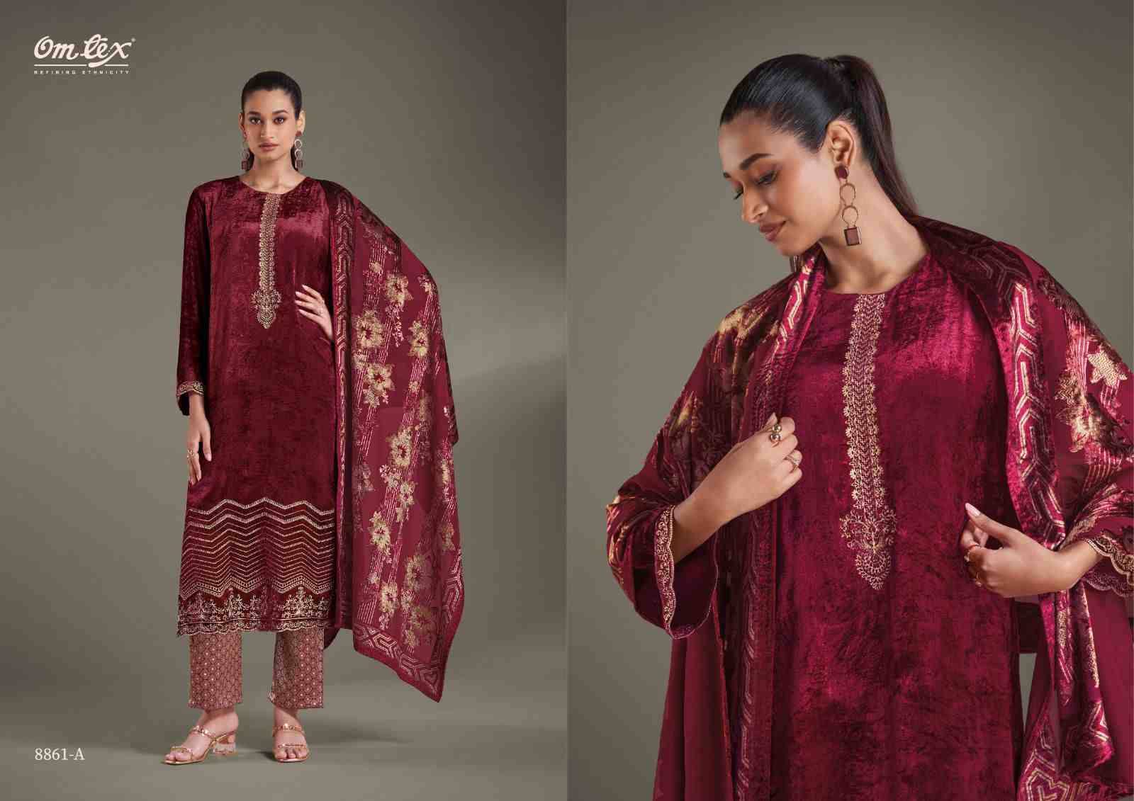 Ritha Vol-25 By Om Tex 8861-A To 8861-D Series Beautiful Festive Suits Colorful Stylish Fancy Casual Wear & Ethnic Wear Viscose Velvet Dresses At Wholesale Price