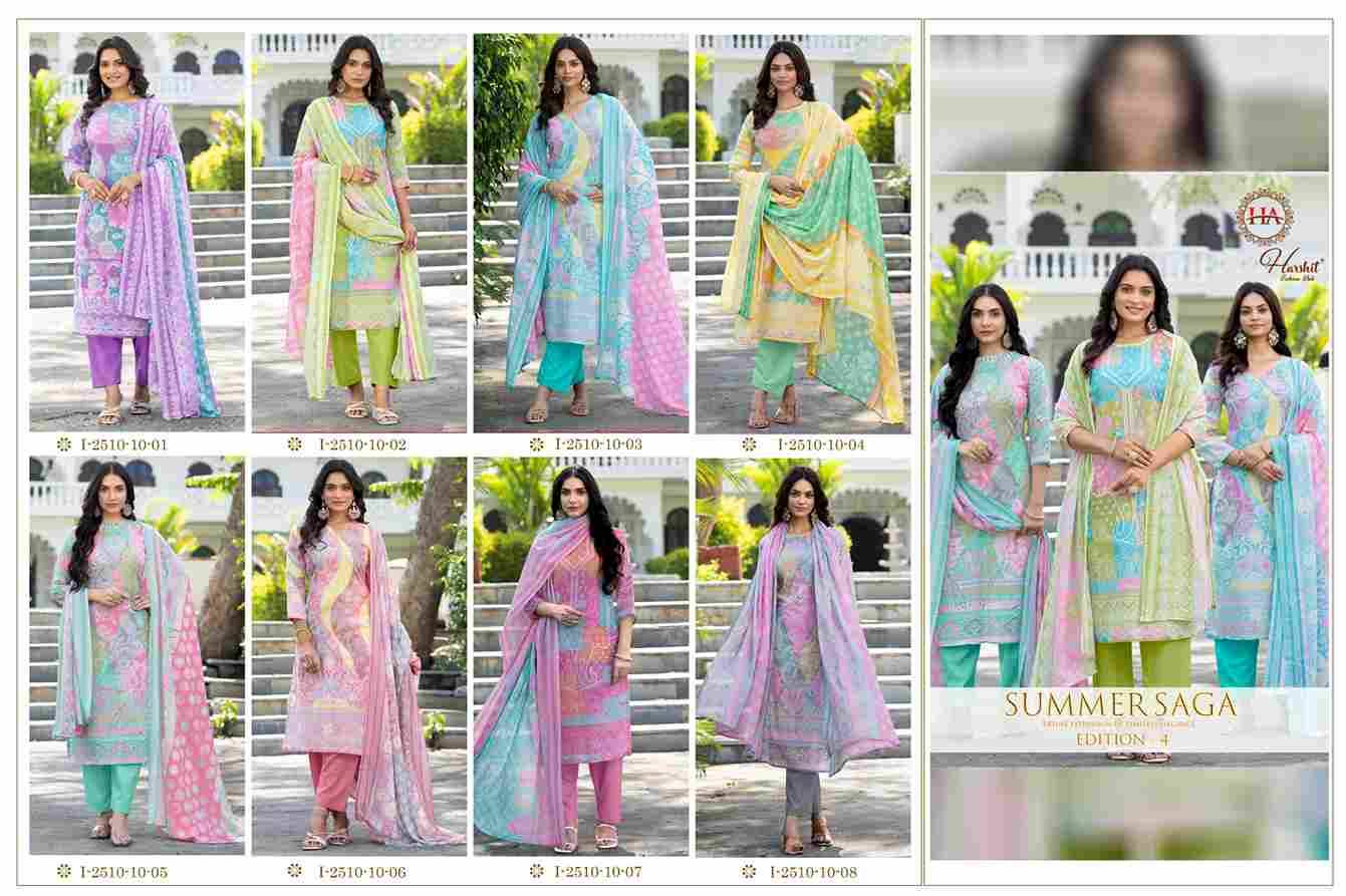 Summer Saga Vol-4 By Harshit Fashion Hub 2510-10-01 To 2510-10-08 Series Beautiful Festive Suits Stylish Fancy Colorful Casual Wear & Ethnic Wear Pure Cotton Dresses At Wholesale Price