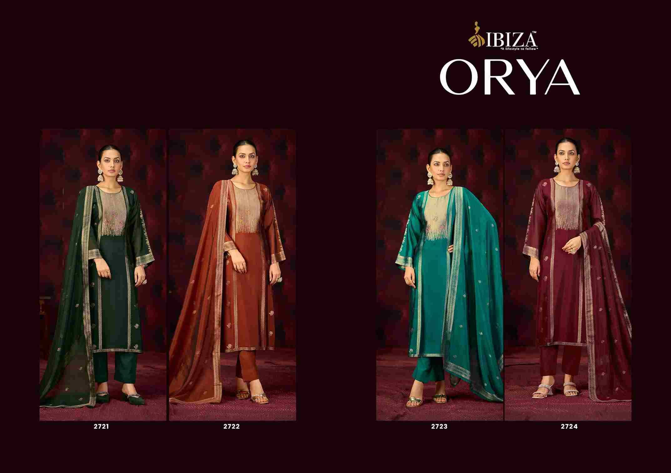 Orya By Ibiza 2721 To 2724 Series Beautiful Festive Suits Colorful Stylish Fancy Casual Wear & Ethnic Wear Pure Bangalori Silk Jacquard Dresses At Wholesale Price