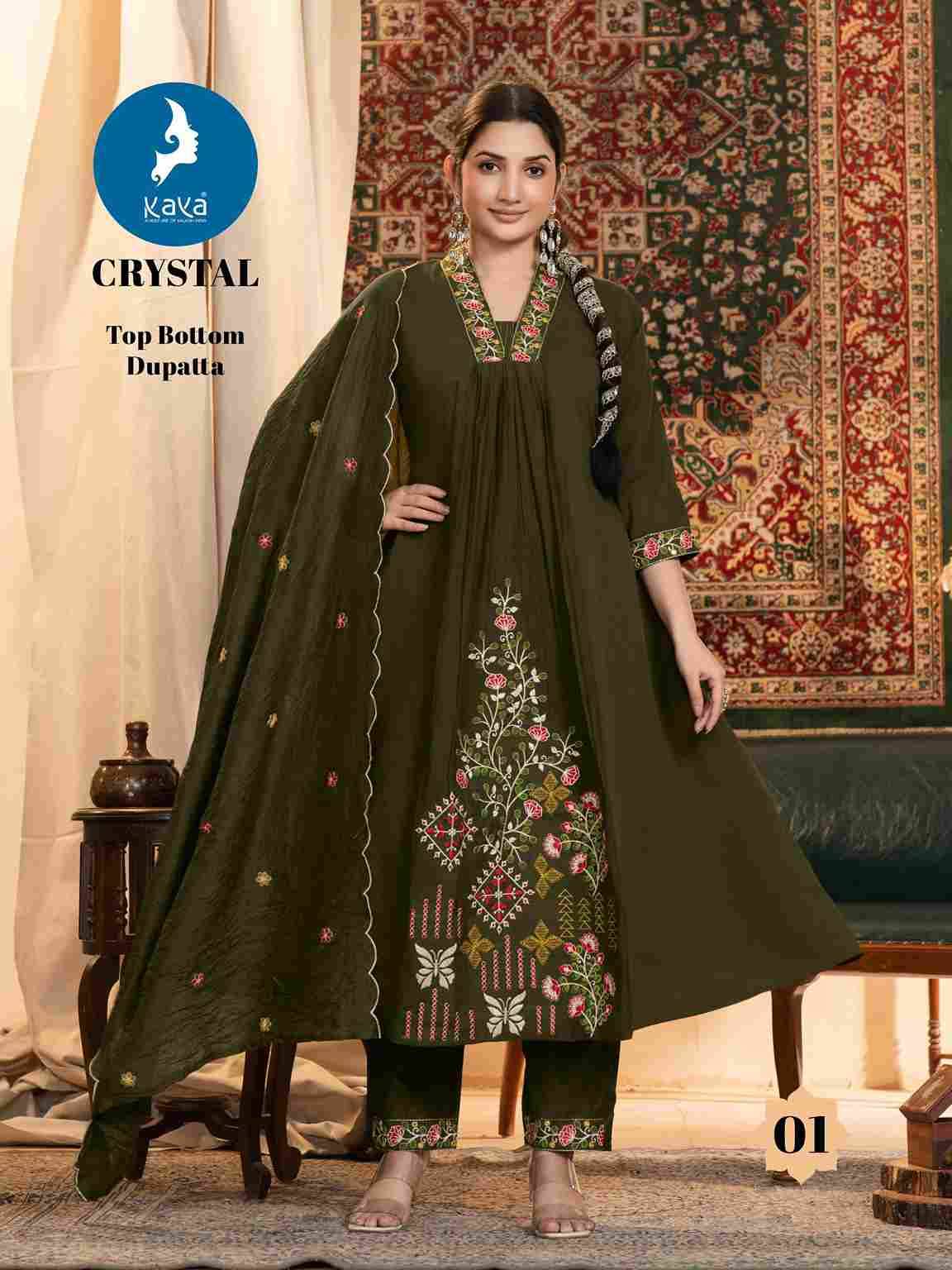 Crystal By Kaya 01 To 06 Series Designer Festive Suits Beautiful Stylish Fancy Colorful Party Wear & Occasional Wear Mal Chanderi Dresses At Wholesale Price