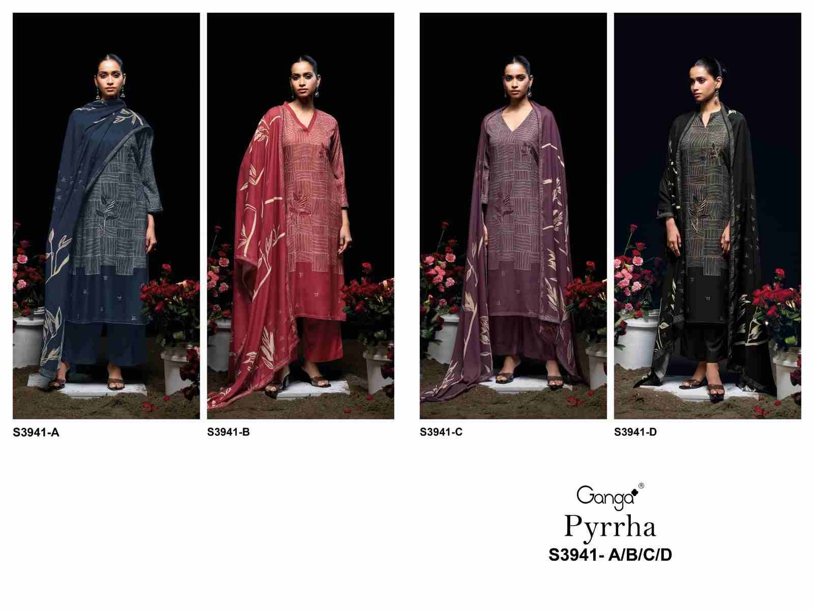 Pyrrha-3941 By Ganga Fashion 3941-A To 3941-D Series Beautiful Festive Suits Stylish Colorful Fancy Casual Wear & Ethnic Wear Premium Pashmina Print Dresses At Wholesale Price