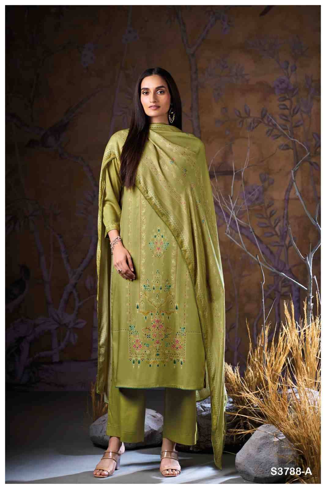 Aralyn-3788 By Ganga Fashion 3788-A To 3788-D Series Beautiful Festive Suits Stylish Colorful Fancy Casual Wear & Ethnic Wear Premium Pashmina Print Dresses At Wholesale Price