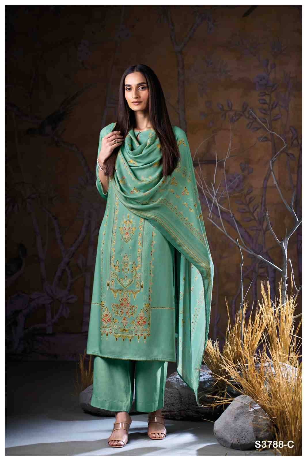 Aralyn-3788 By Ganga Fashion 3788-A To 3788-D Series Beautiful Festive Suits Stylish Colorful Fancy Casual Wear & Ethnic Wear Premium Pashmina Print Dresses At Wholesale Price