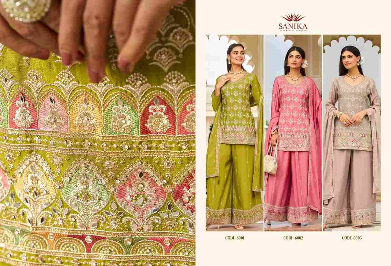 Noorani By Sanika 6001 To 6003 Series Beautiful Sharara Suits Stylish Fancy Colorful Party Wear & Occasional Wear Premium Chinnon Silk Dresses At Wholesale Price