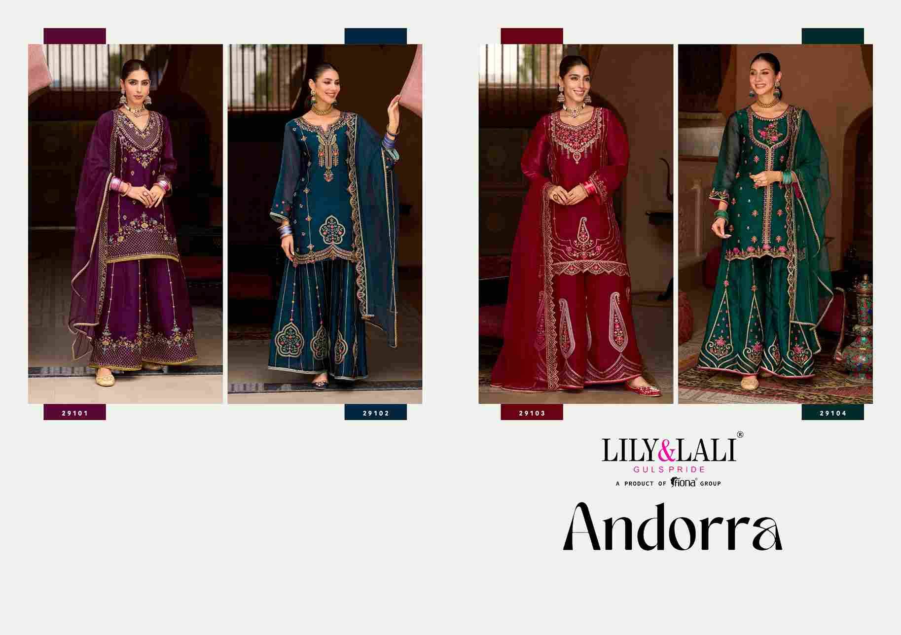 Andorra By Lily And Lali 29101 To 29104 Series Beautiful Festive Suits Colorful Stylish Fancy Casual Wear & Ethnic Wear Viscose Silk Embroidery Dresses At Wholesale Price