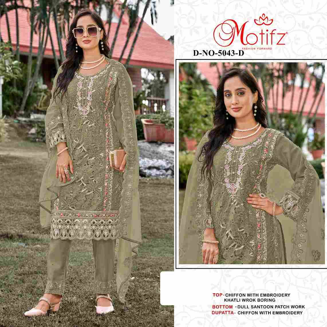 Motifz Hit Design 5043 Colours By Motifz 5043-A To 5043-D Series Beautiful Pakistani Suits Colorful Stylish Fancy Casual Wear & Ethnic Wear Chiffon Dresses At Wholesale Price