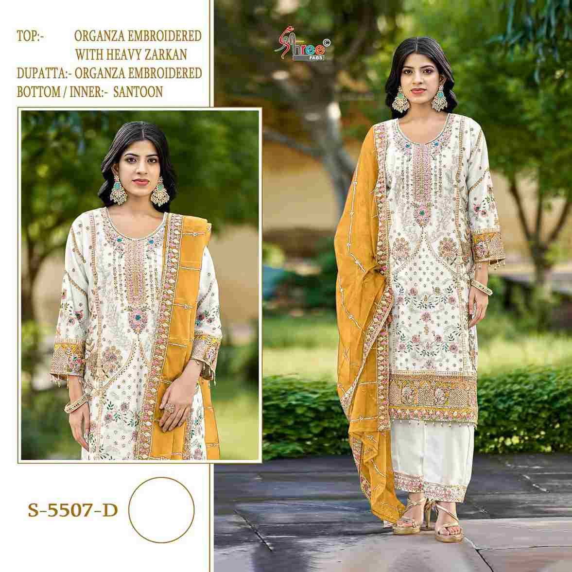 Shree Fabs Hit Design S-5507 Colours By Shree Fabs S-5507-A To S-5507-D Series Beautiful Stylish Pakistani Suits Fancy Colorful Casual Wear & Ethnic Wear & Ready To Wear Organza Embroidery Dresses At Wholesale Price