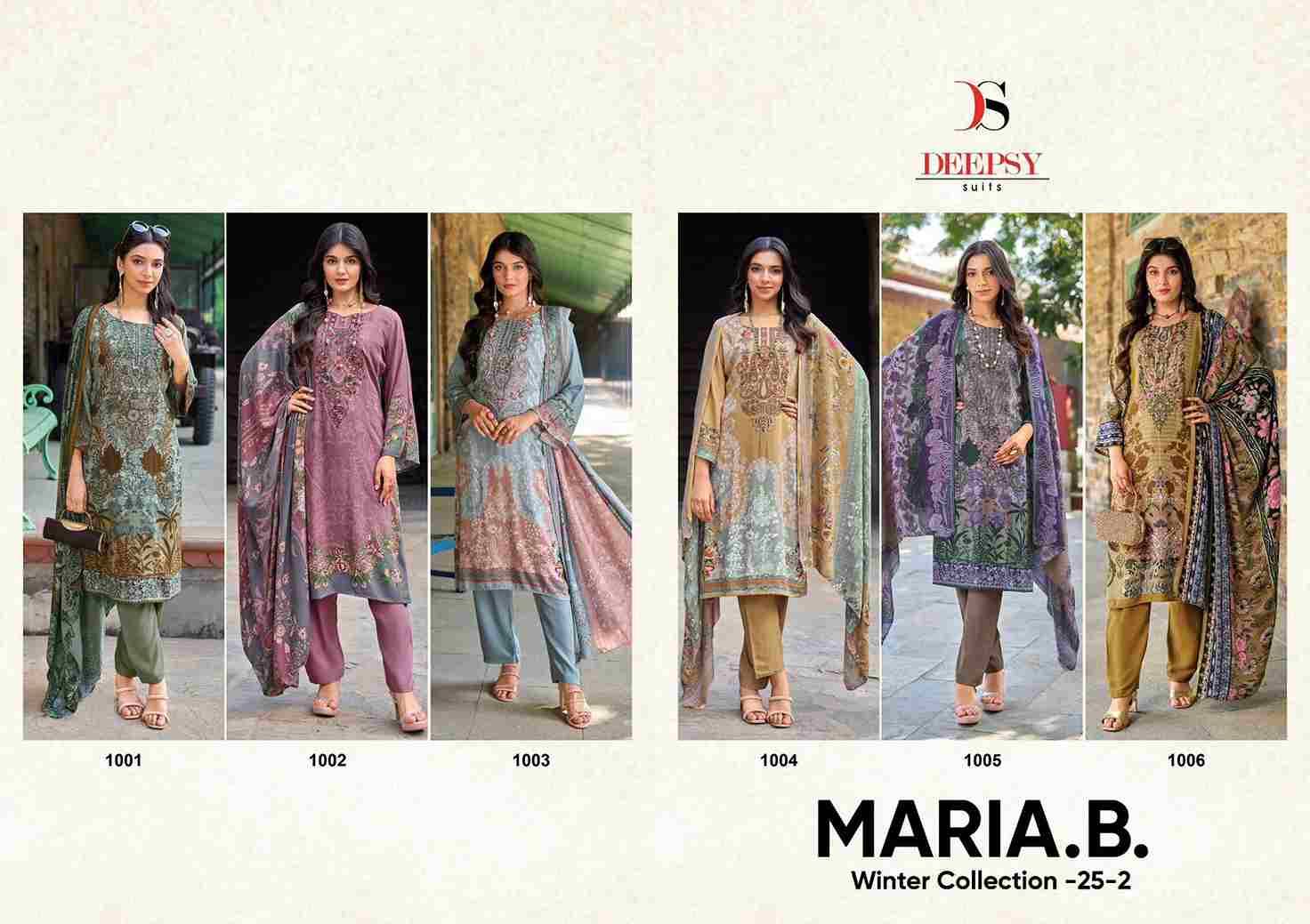 Maria.B. Winter Collection-25 Vol-2 By Deepsy Suits 1001 To 1006 Series Designer Pakistani Suits Beautiful Fancy Stylish Colorful Party Wear & Occasional Wear Pure Viscose Pashmina Dresses At Wholesale Price