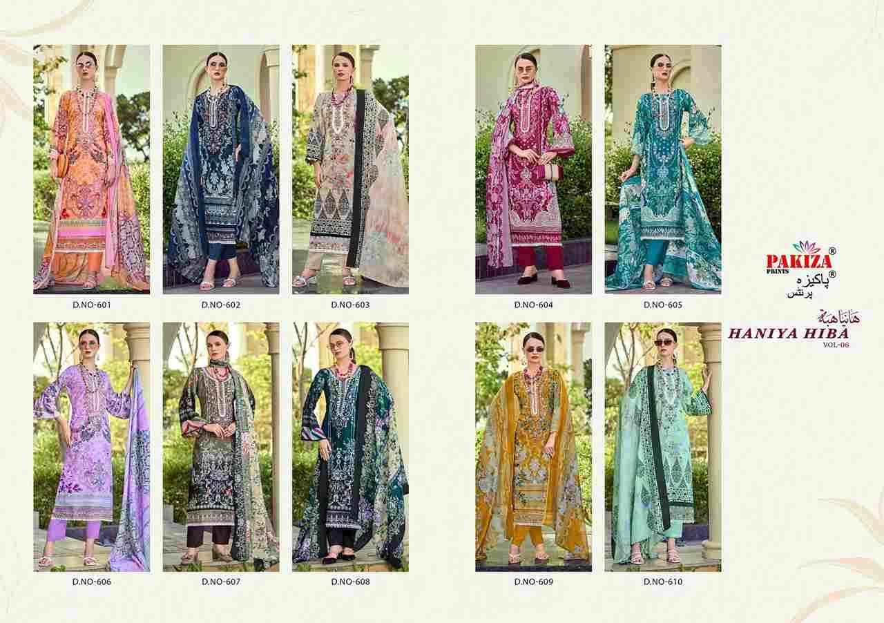 Haniya Hiba Vol-6 By Pakiza Prints 601 To 610 Series Beautiful Festive Suits Stylish Fancy Colorful Party Wear & Occasional Wear Lawn Cotton Dresses At Wholesale Price