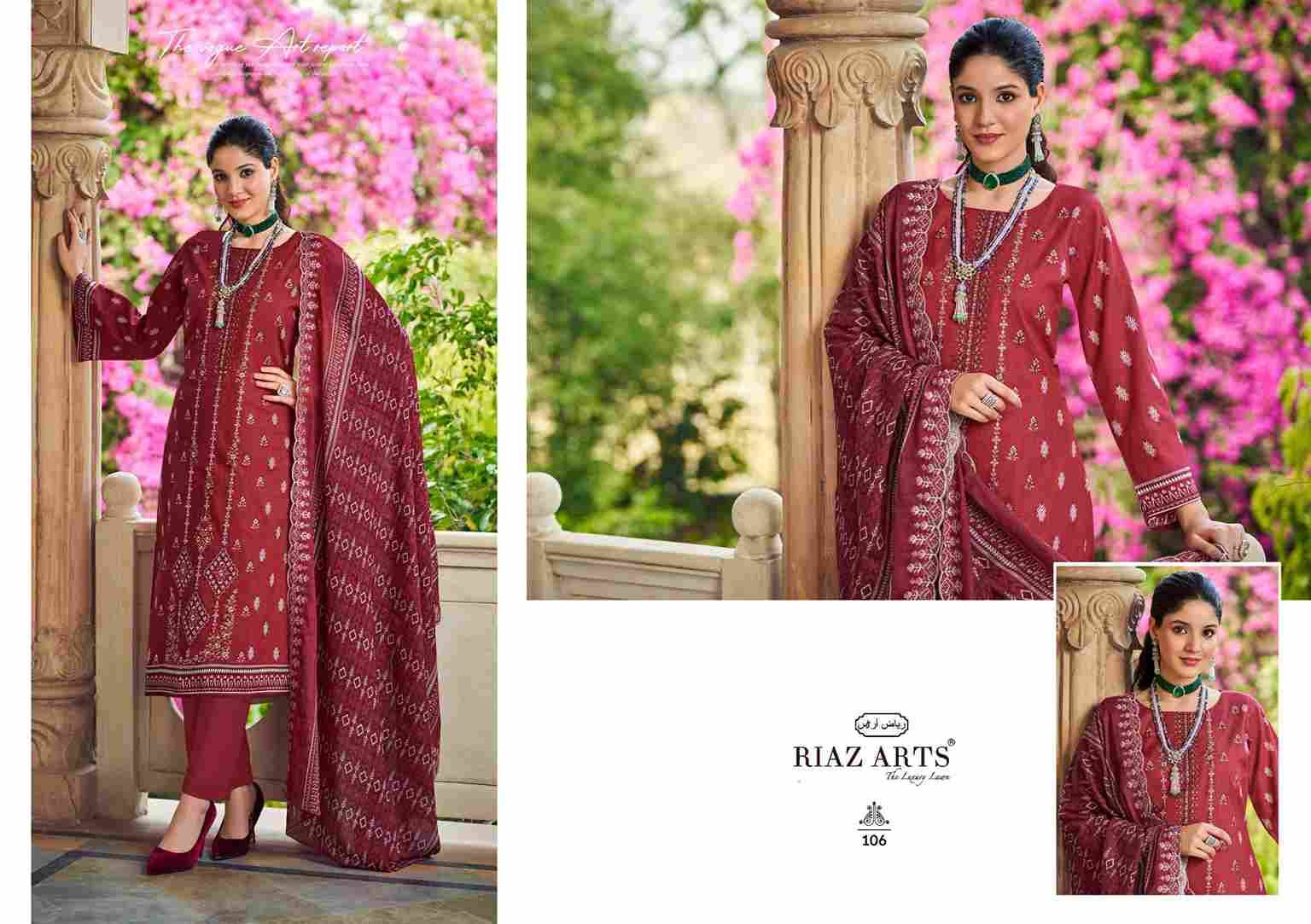 Chevron Vol-2 By Riaz Arts 101 To 108 Series Beautiful Festive Suits Stylish Fancy Colorful Casual Wear & Ethnic Wear Pure Cotton Print Dresses At Wholesale Price