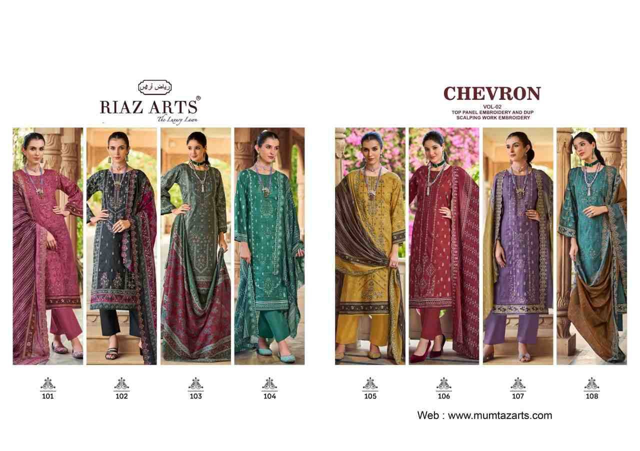Chevron Vol-2 By Riaz Arts 101 To 108 Series Beautiful Festive Suits Stylish Fancy Colorful Casual Wear & Ethnic Wear Pure Cotton Print Dresses At Wholesale Price