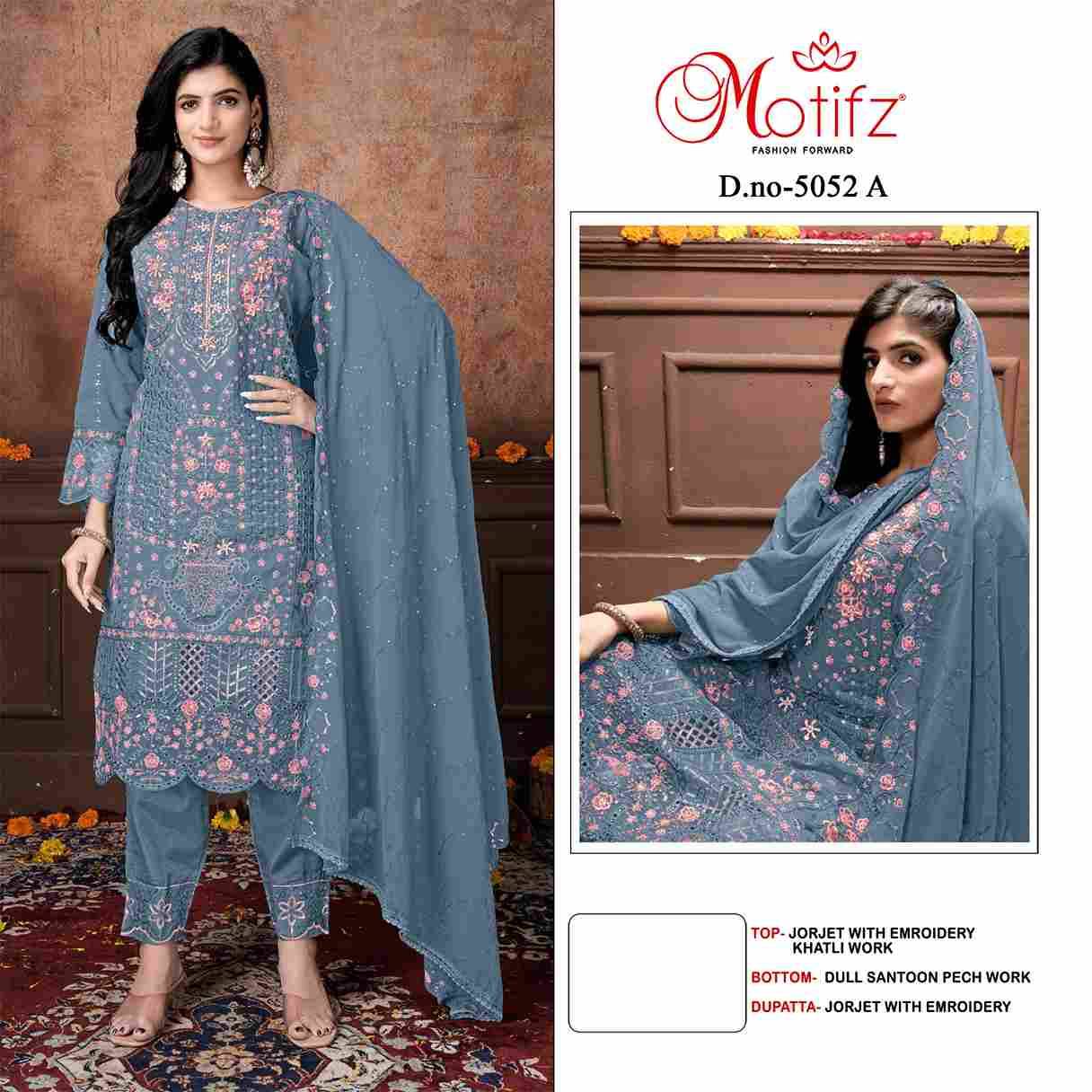 Motifz Hit Design 5052 Colours By Motifz 5052-A To 5052-D Series Beautiful Pakistani Suits Colorful Stylish Fancy Casual Wear & Ethnic Wear Georgette Dresses At Wholesale Price