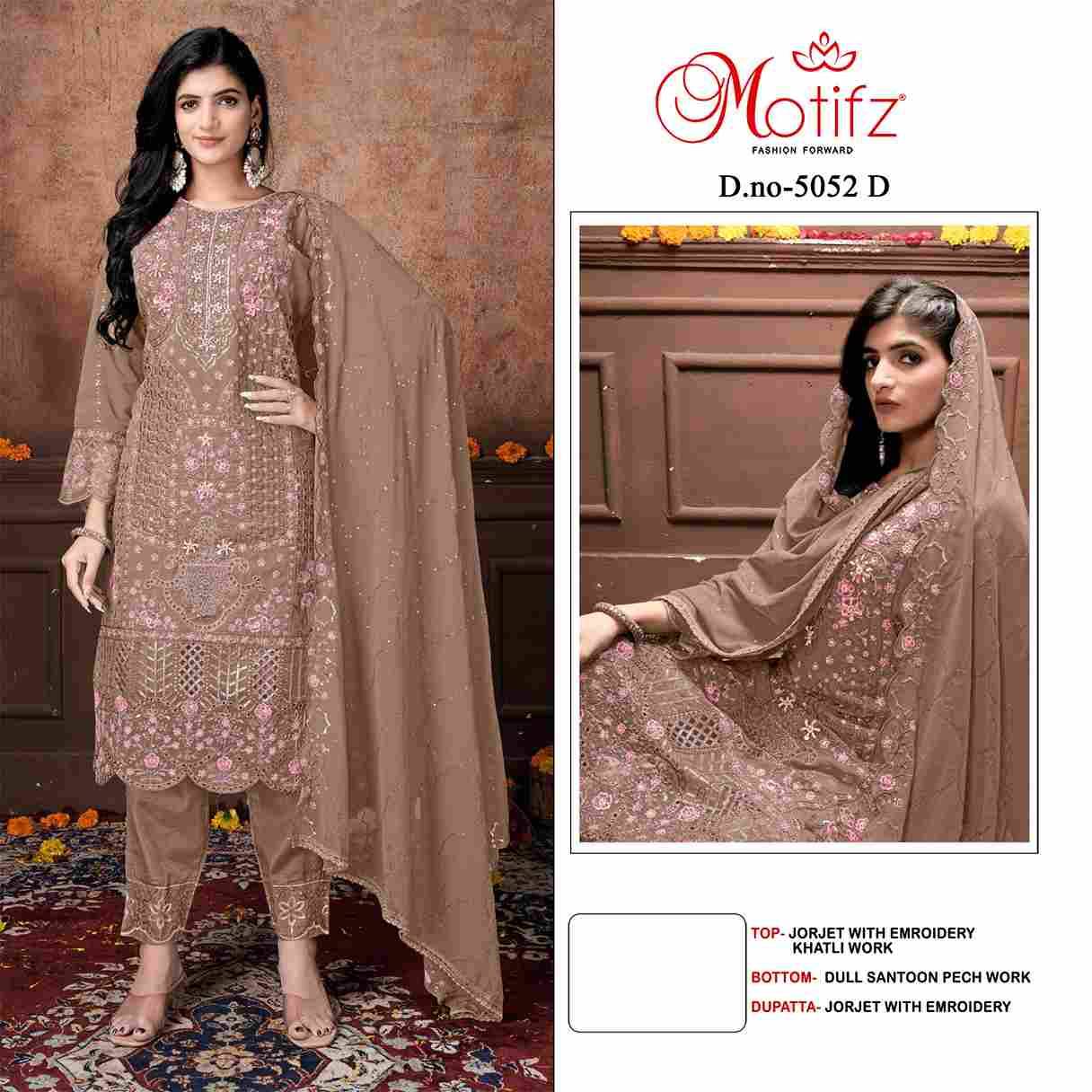 Motifz Hit Design 5052 Colours By Motifz 5052-A To 5052-D Series Beautiful Pakistani Suits Colorful Stylish Fancy Casual Wear & Ethnic Wear Georgette Dresses At Wholesale Price