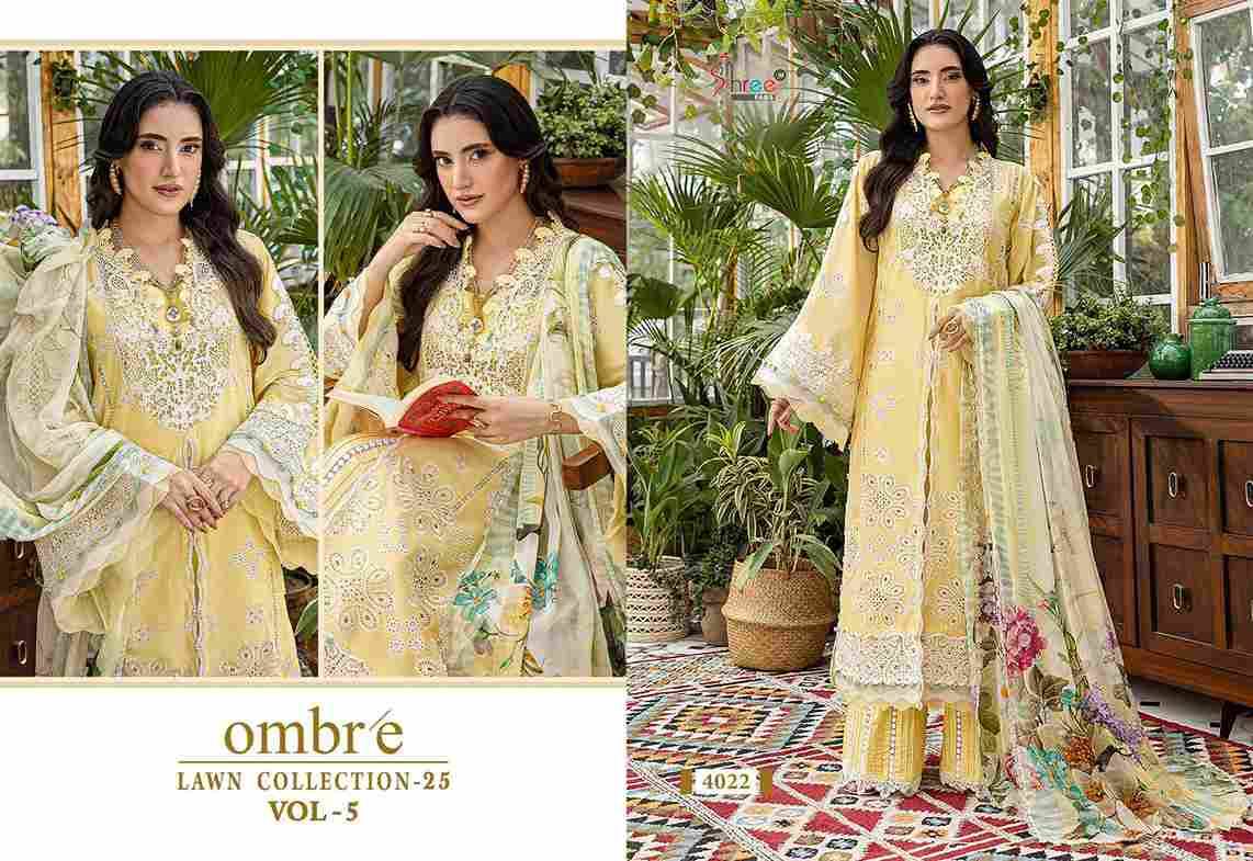 Ombre Lawn Collection-25 Vol-5 By Shree Fabs 4021 To 4024 Series Beautiful Pakistani Suits Stylish Fancy Colorful Party Wear & Occasional Wear Pure Cotton Embroidery Dresses At Wholesale Price