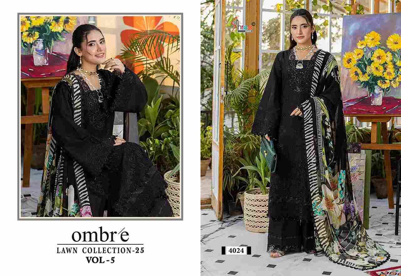 Ombre Lawn Collection-25 Vol-5 By Shree Fabs 4021 To 4024 Series Beautiful Pakistani Suits Stylish Fancy Colorful Party Wear & Occasional Wear Pure Cotton Embroidery Dresses At Wholesale Price