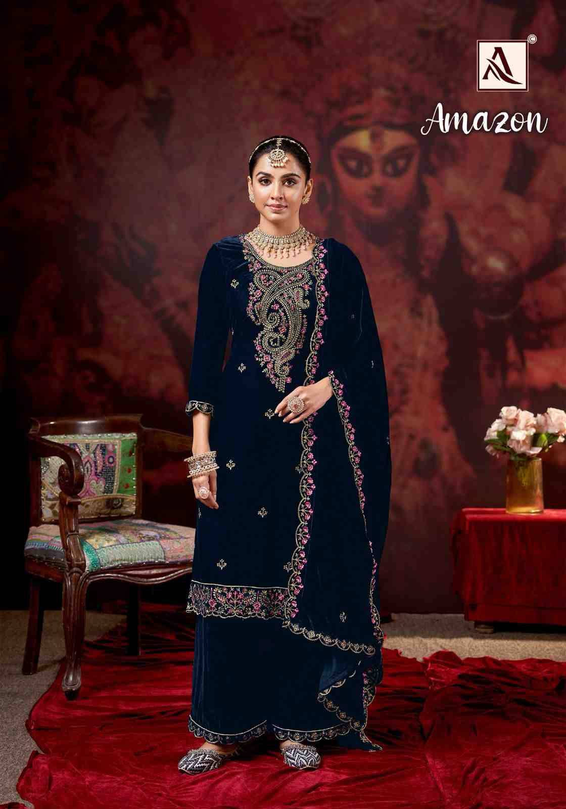 Amazon By Alok Suit 2088-893-01 To 2088-893-04 Series Beautiful Festive Suits Stylish Fancy Colorful Casual Wear & Ethnic Wear Pure Velvet Dresses At Wholesale Price