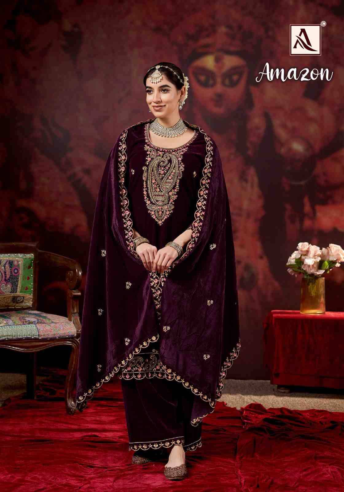 Amazon By Alok Suit 2088-893-01 To 2088-893-04 Series Beautiful Festive Suits Stylish Fancy Colorful Casual Wear & Ethnic Wear Pure Velvet Dresses At Wholesale Price