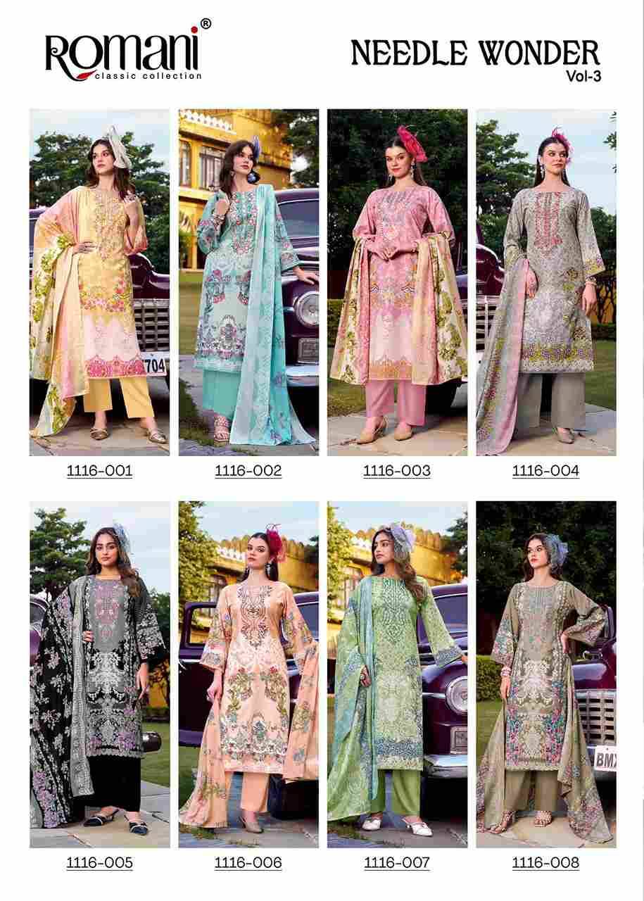 Needle Wonder Vol-3 By Romani 1116-001 To 1116-008 Series Beautiful Festive Suits Stylish Fancy Colorful Casual Wear & Ethnic Wear Soft Cotton Print Dresses At Wholesale Price