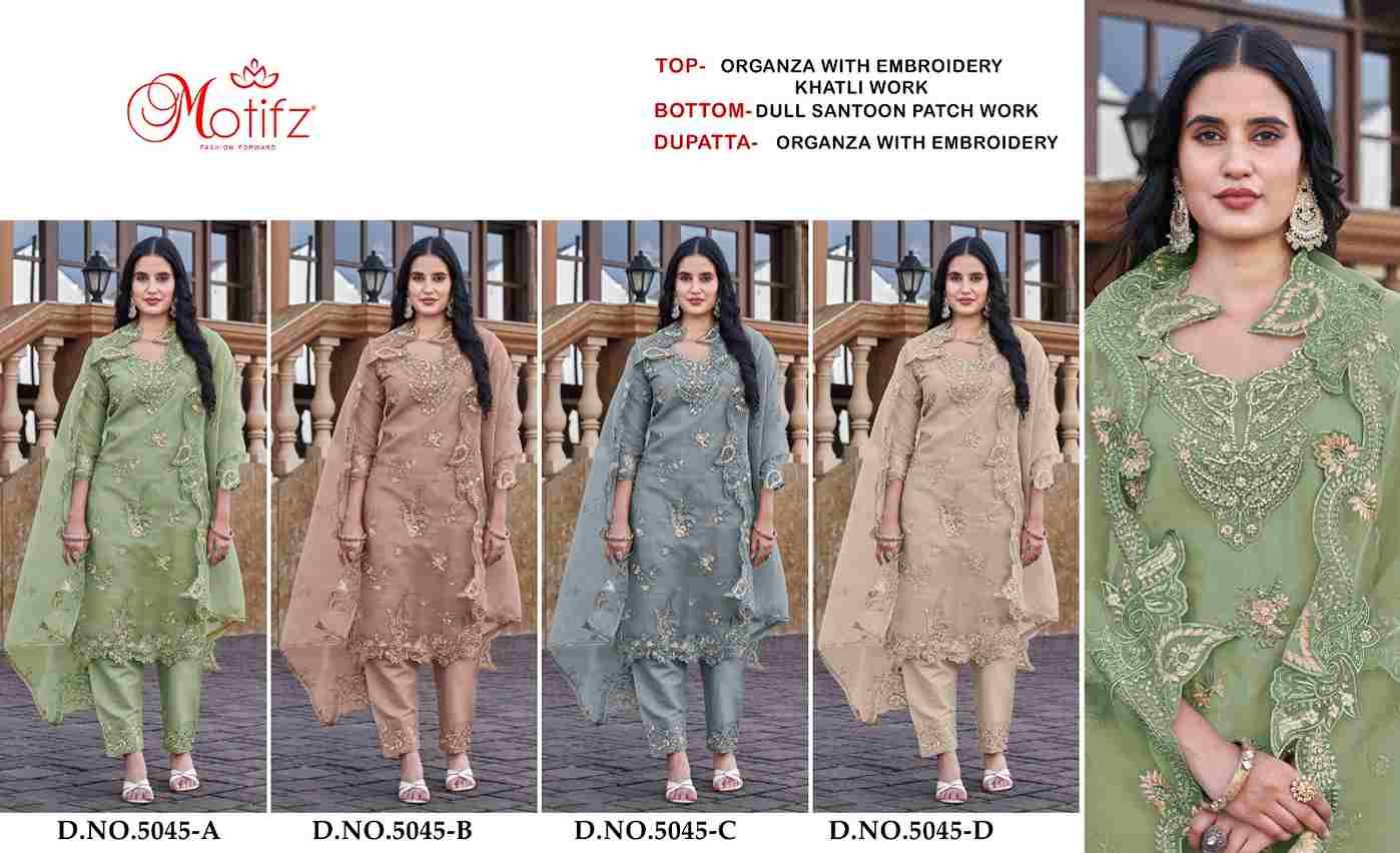 Motifz Hit Design 5045 Colours By Motifz 5045-A To 5045-D Series Beautiful Pakistani Suits Colorful Stylish Fancy Casual Wear & Ethnic Wear Organza Dresses At Wholesale Price