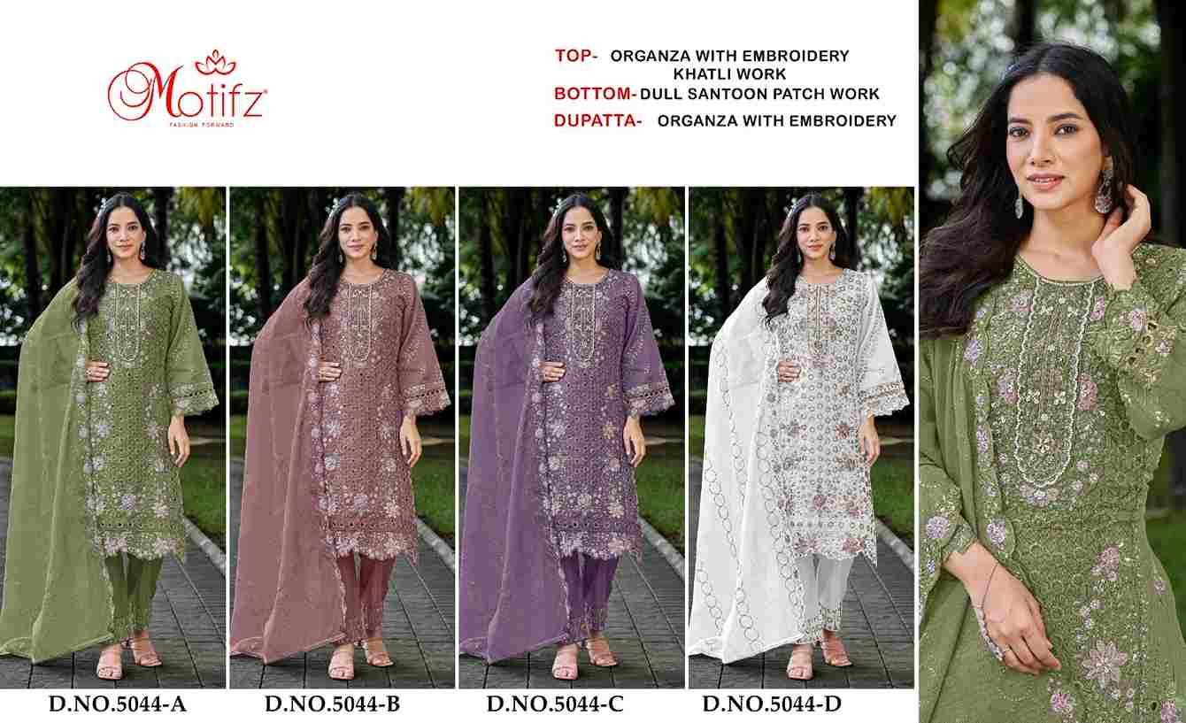 Motifz Hit Design 5044 Colours By Motifz 5044-A To 5044-D Series Beautiful Pakistani Suits Colorful Stylish Fancy Casual Wear & Ethnic Wear Organza Dresses At Wholesale Price