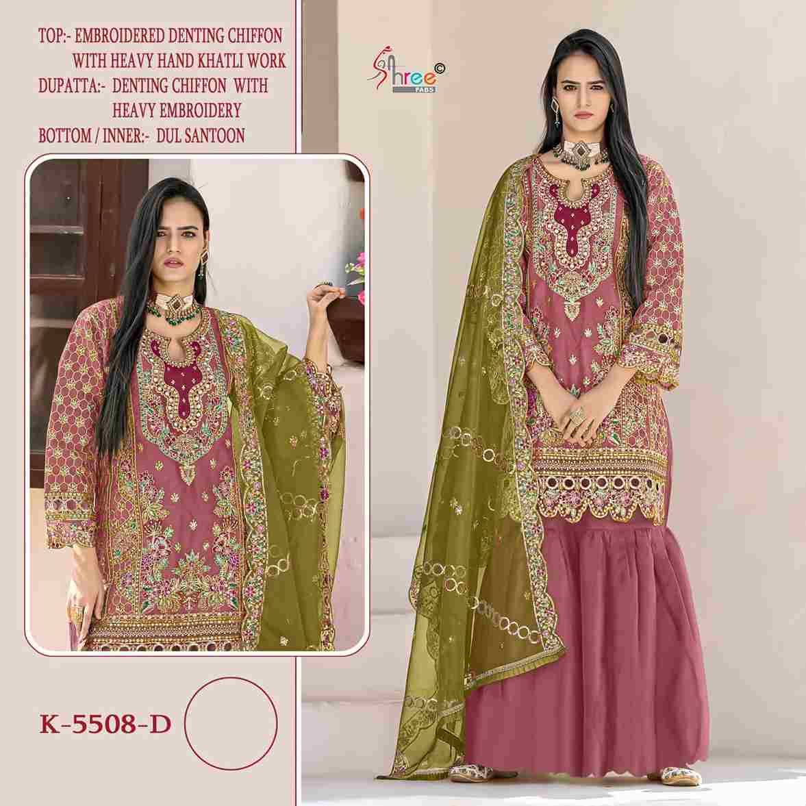Shree Fabs Hit Design K-5508 Colours By Shree Fabs K-5508-A To K-5508-D Series Beautiful Stylish Pakistani Suits Fancy Colorful Casual Wear & Ethnic Wear & Ready To Wear Chiffon Embroidery Dresses At Wholesale Price