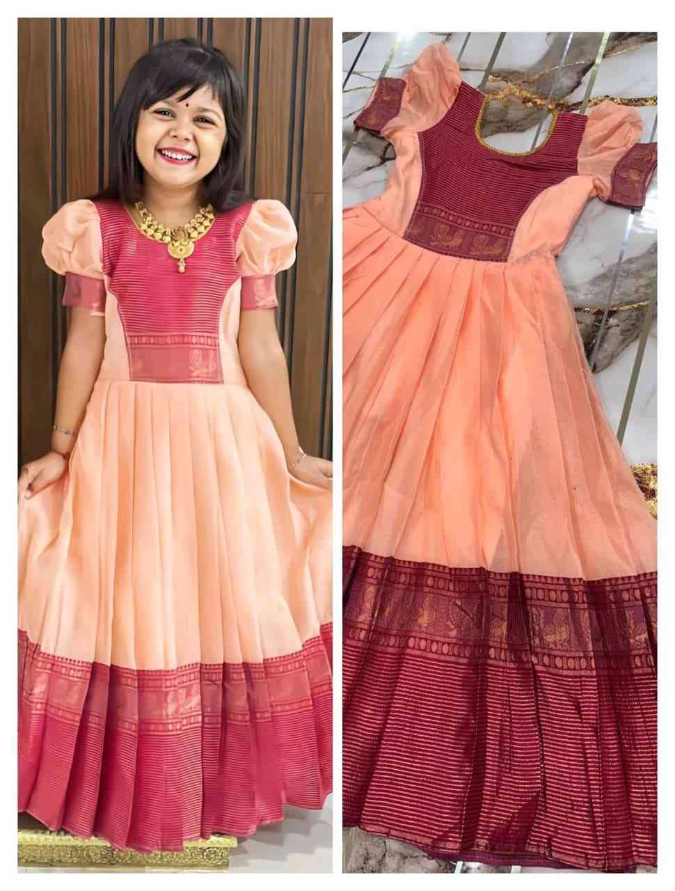 Pv-Kids Gown Vol-17 By Fashid Wholesale 01 To 02 Series Designer Beautiful Collection Occasional Wear & Party Wear Pure Cotton Silk Gowns At Wholesale Price
