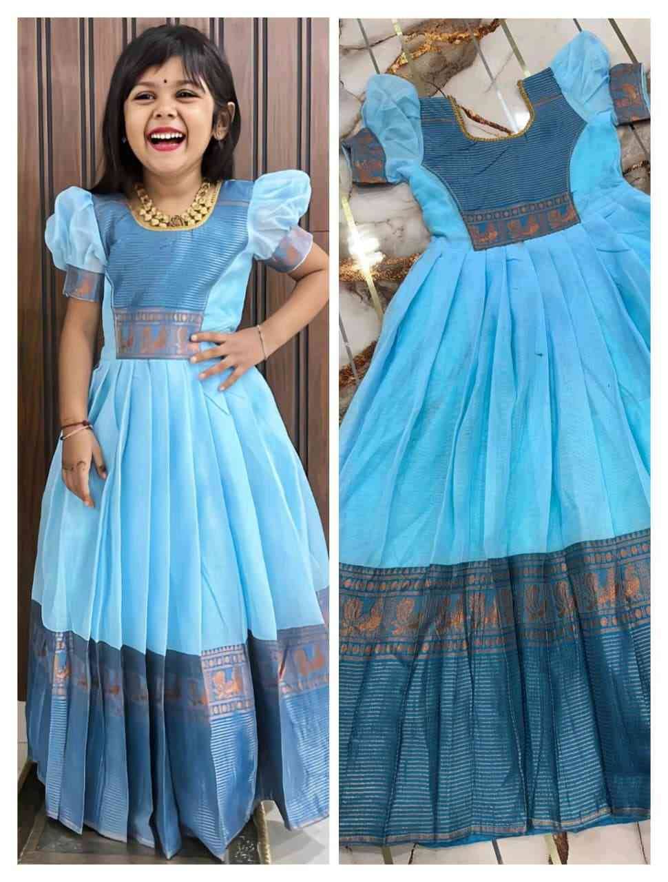 Pv-Kids Gown Vol-17 By Fashid Wholesale 01 To 02 Series Designer Beautiful Collection Occasional Wear & Party Wear Pure Cotton Silk Gowns At Wholesale Price