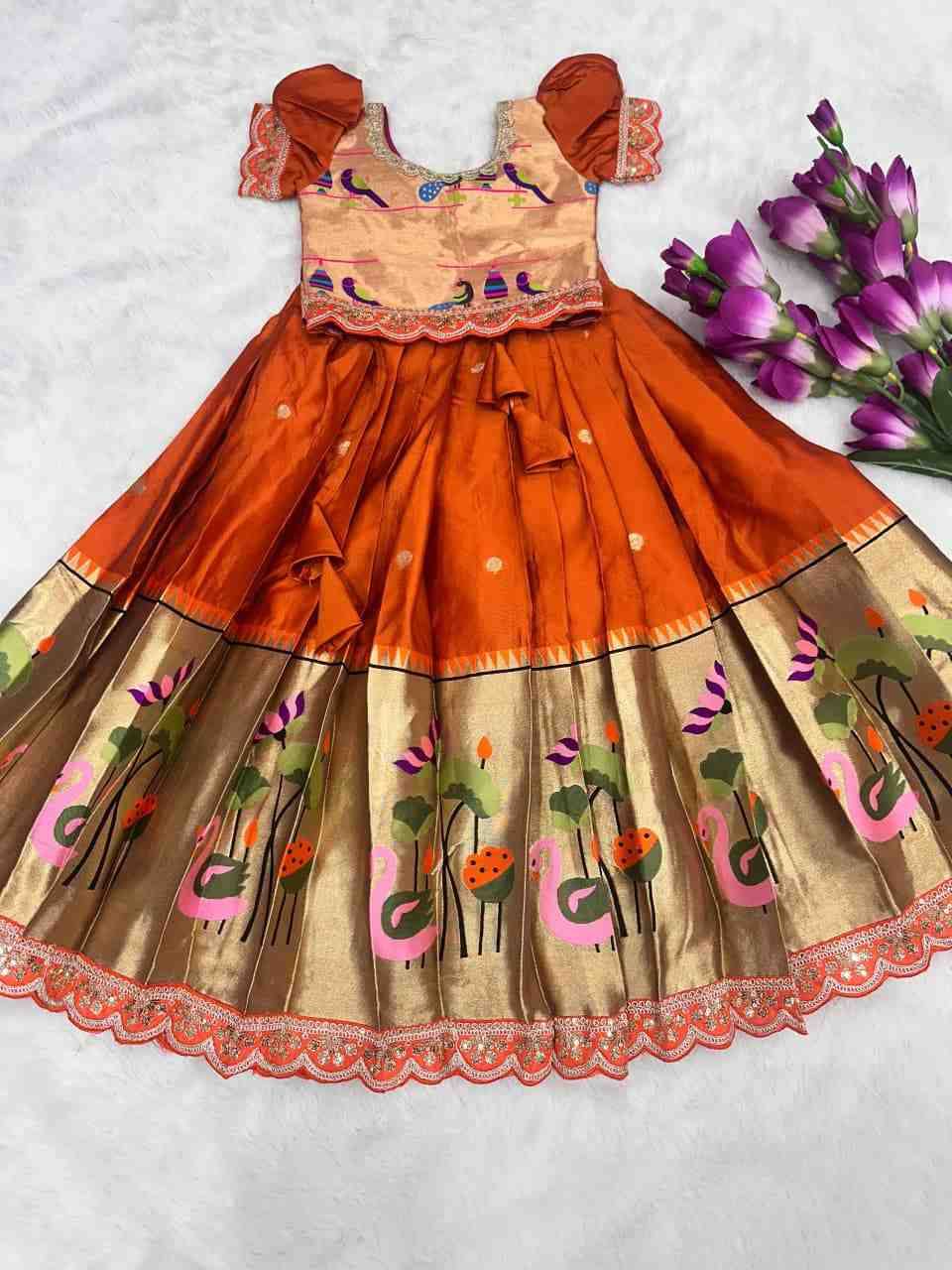 Pv-Kids Lehenga Vol-18 By Fashid Wholesale 01 To 02 Series Designer Beautiful Collection Occasional Wear & Party Wear Heavy Paithani Silk Lehenga At Wholesale Price