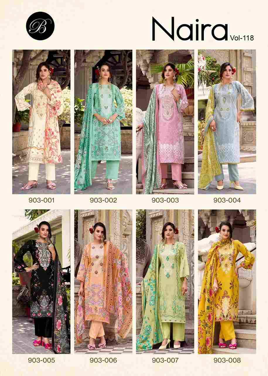 Naira Vol-118 By Belliza 903-001 To 903-008 Series Beautiful Festive Suits Stylish Fancy Colorful Casual Wear & Ethnic Wear Pure Cotton Print Dresses At Wholesale Price