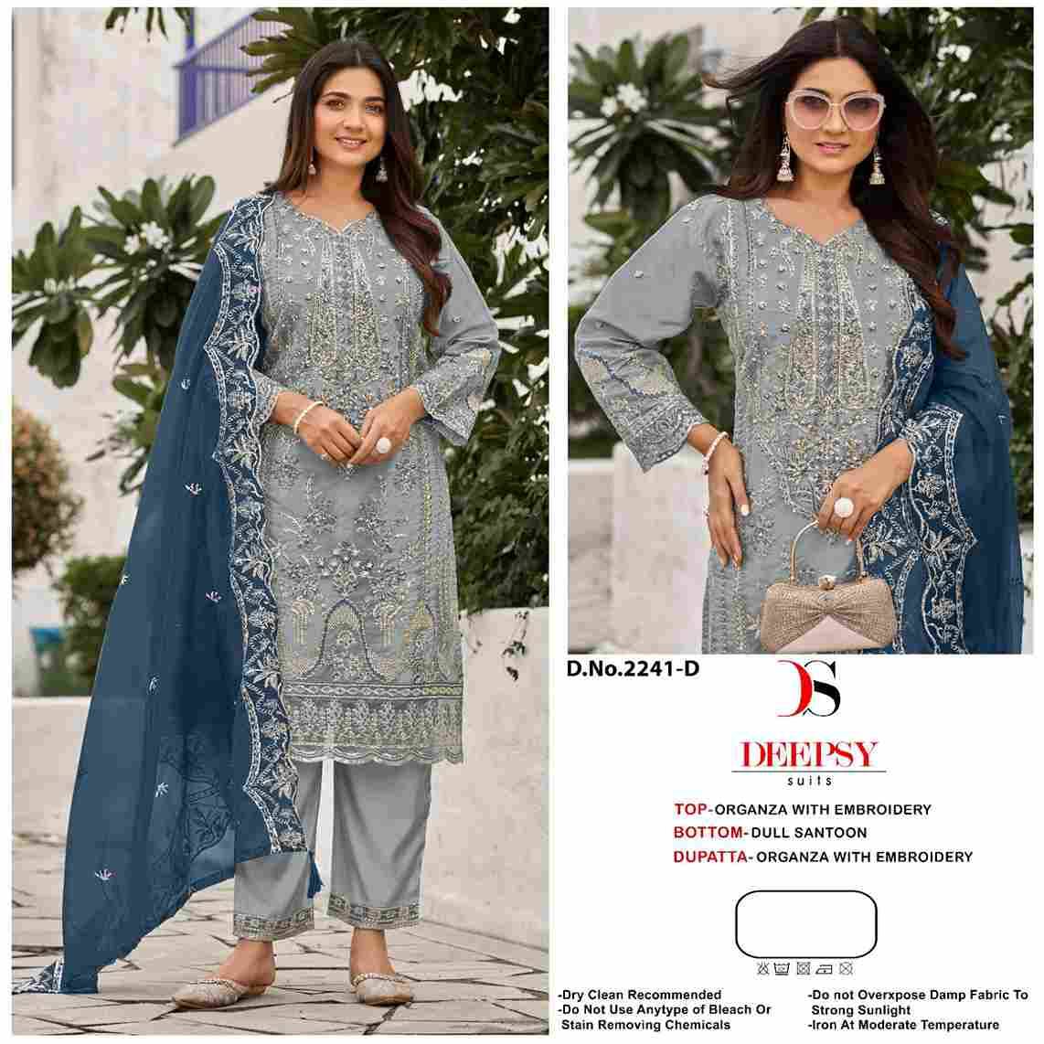 Deepsy Hit Design 2241 Colours By Deepsy Suits 2241-A To 2241-D Series Beautiful Pakistani Suits Colorful Stylish Fancy Casual Wear & Ethnic Wear Organza With Embroidered Dresses At Wholesale Price