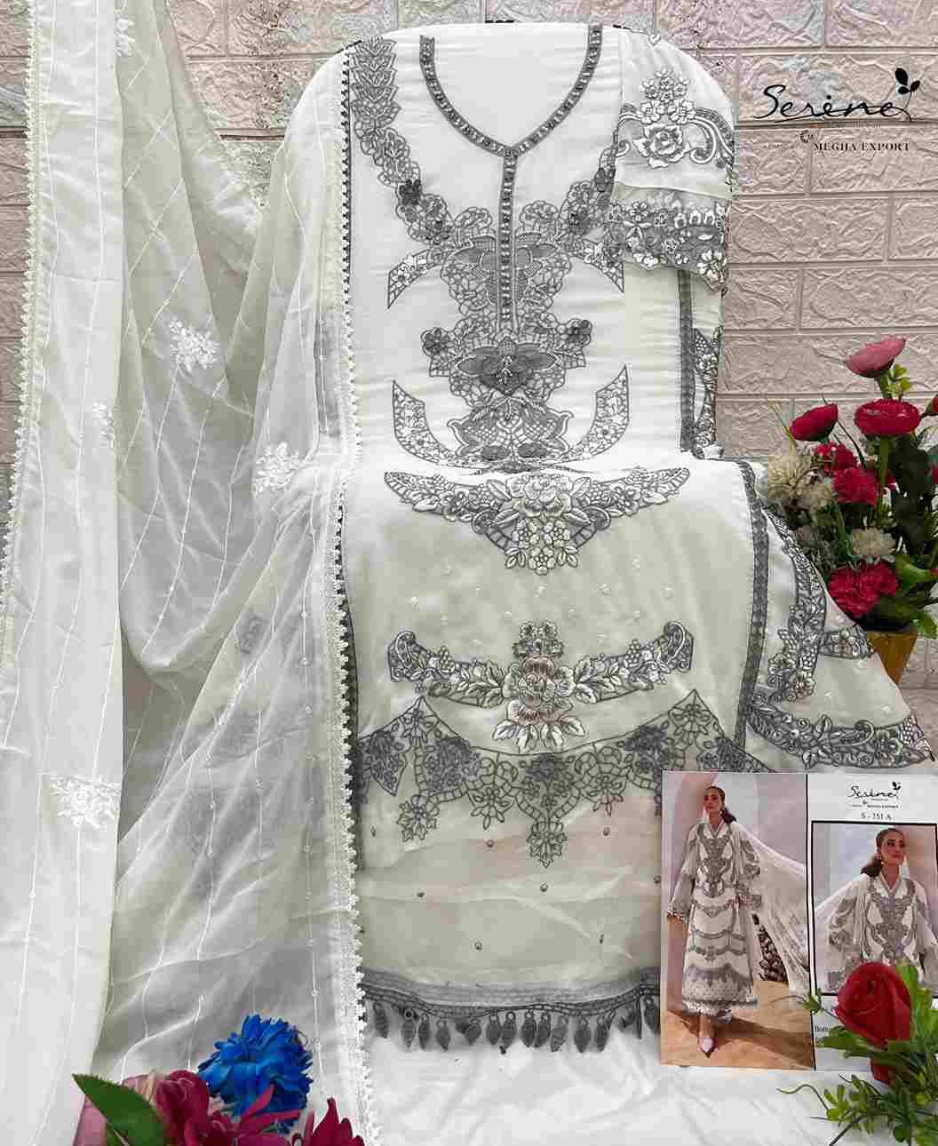 Serene Hit Design S-751 Colours By Serene S-751-A To S-751-D Series Designer Pakistani Suits Beautiful Fancy Colorful Stylish Party Wear & Occasional Wear Pure Faux Georgette Embroidered Dresses At Wholesale Price