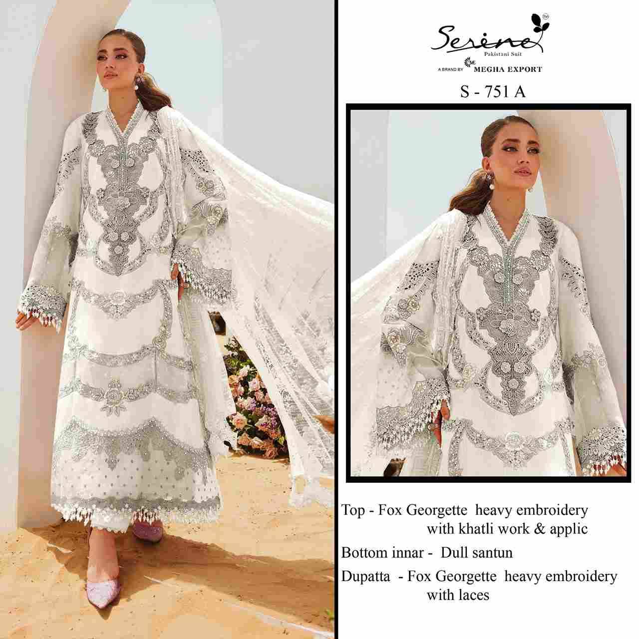 Serene Hit Design S-751 Colours By Serene S-751-A To S-751-D Series Designer Pakistani Suits Beautiful Fancy Colorful Stylish Party Wear & Occasional Wear Pure Faux Georgette Embroidered Dresses At Wholesale Price