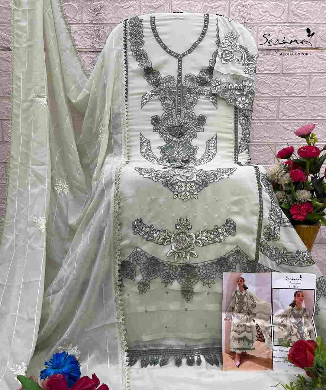 Serene Hit Design S-751 Colours By Serene S-751-A To S-751-D Series Designer Pakistani Suits Beautiful Fancy Colorful Stylish Party Wear & Occasional Wear Pure Faux Georgette Embroidered Dresses At Wholesale Price