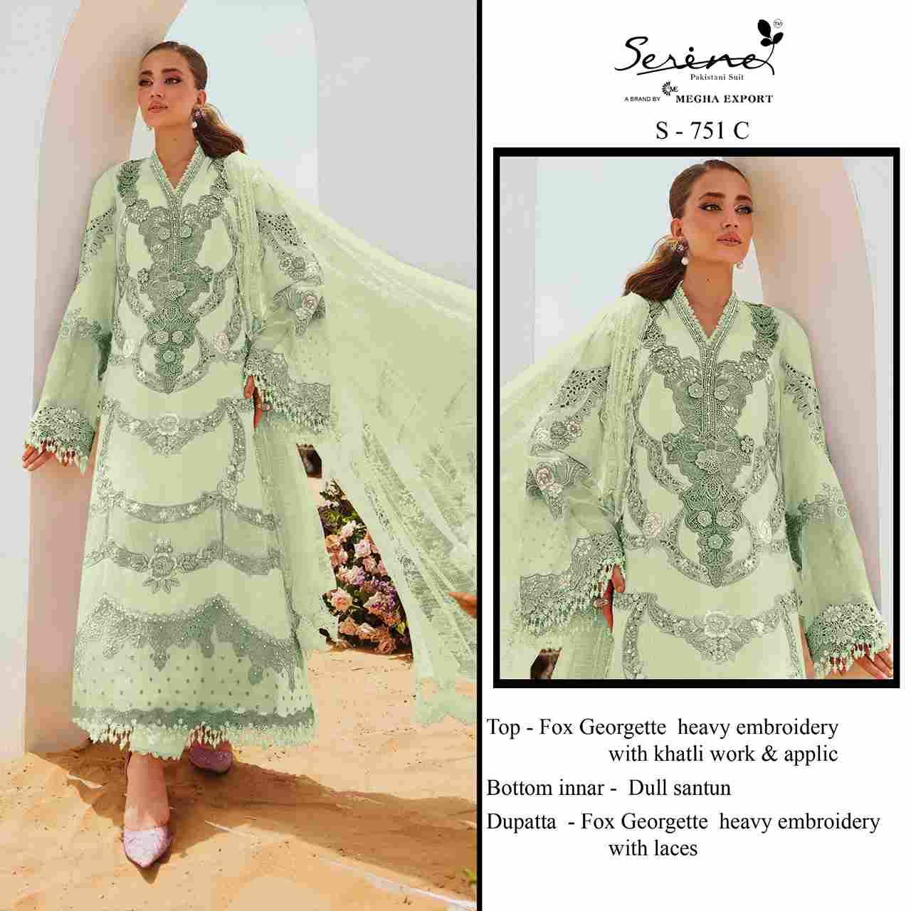 Serene Hit Design S-751 Colours By Serene S-751-A To S-751-D Series Designer Pakistani Suits Beautiful Fancy Colorful Stylish Party Wear & Occasional Wear Pure Faux Georgette Embroidered Dresses At Wholesale Price