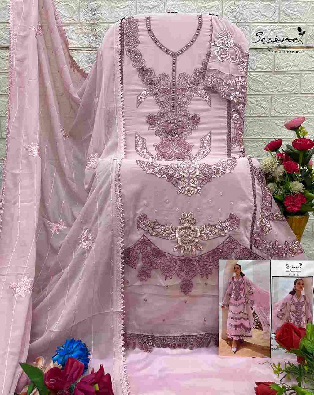 Serene Hit Design S-751 Colours By Serene S-751-A To S-751-D Series Designer Pakistani Suits Beautiful Fancy Colorful Stylish Party Wear & Occasional Wear Pure Faux Georgette Embroidered Dresses At Wholesale Price