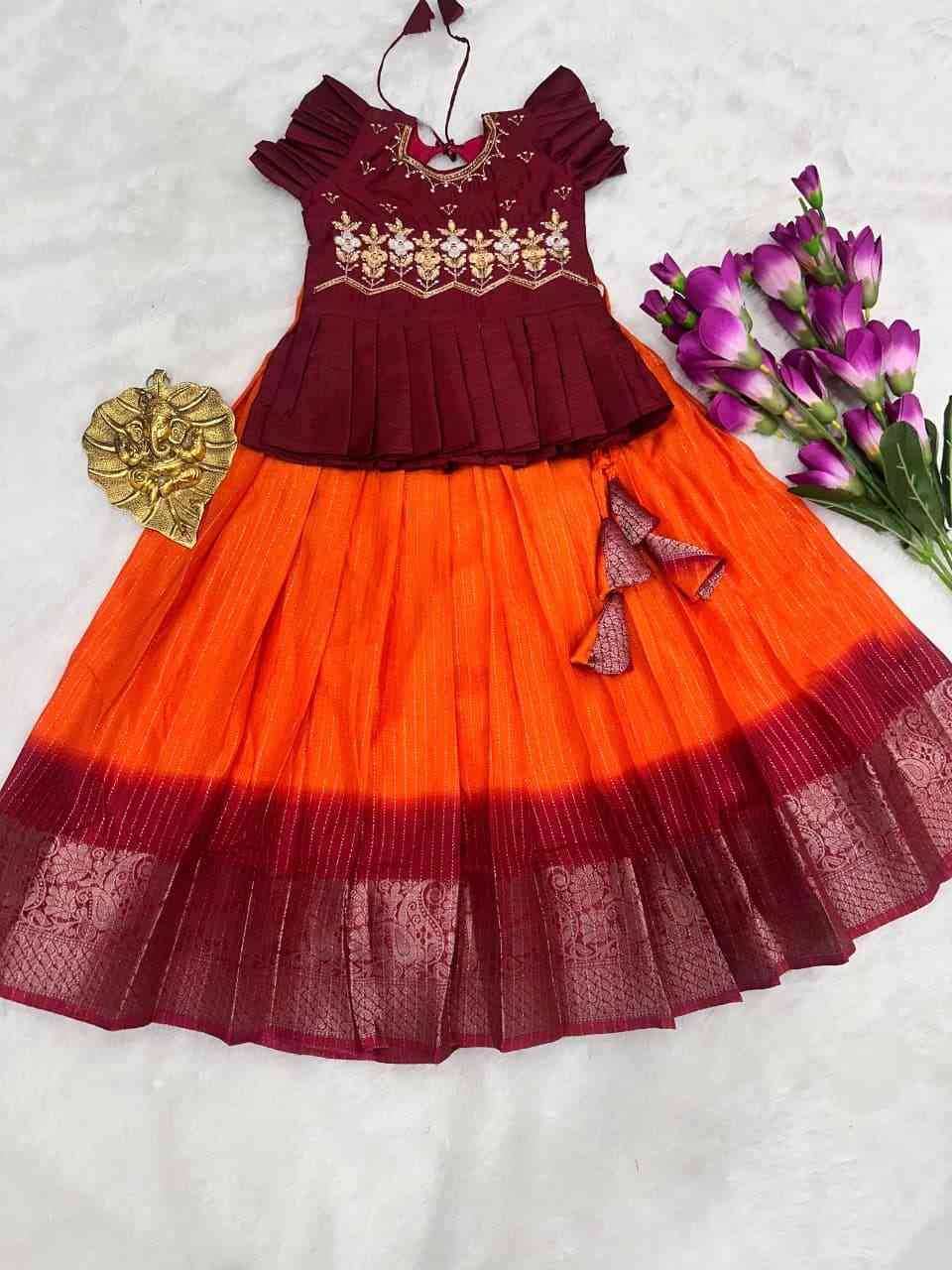 Pv-Kids Lehenga Vol-20 By Fashid Wholesale 01 To 04 Series Designer Beautiful Collection Occasional Wear & Party Wear Pure Heavy Silk Lehenga At Wholesale Price
