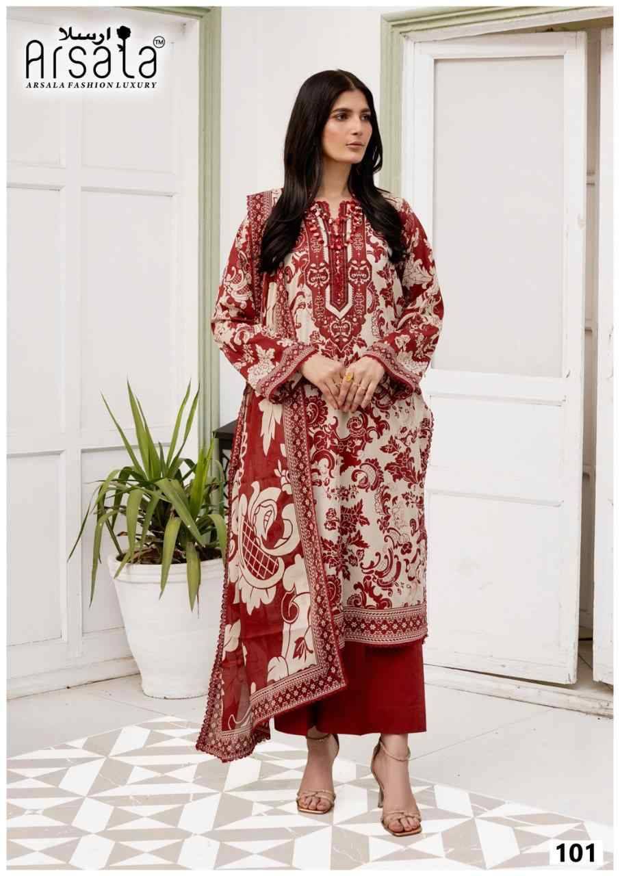 Amara By Arsala 101 To 106 Series Beautiful Festive Suits Stylish Fancy Colorful Casual Wear & Ethnic Wear Pure Lawn Cotton Print Dresses At Wholesale Price
