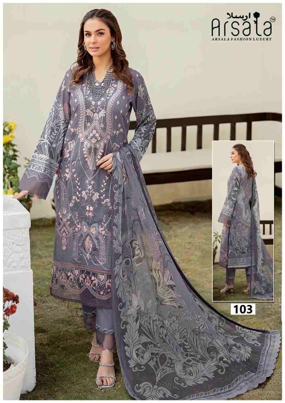 Amara By Arsala 101 To 106 Series Beautiful Festive Suits Stylish Fancy Colorful Casual Wear & Ethnic Wear Pure Lawn Cotton Print Dresses At Wholesale Price