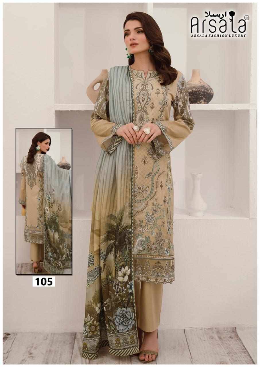 Amara By Arsala 101 To 106 Series Beautiful Festive Suits Stylish Fancy Colorful Casual Wear & Ethnic Wear Pure Lawn Cotton Print Dresses At Wholesale Price