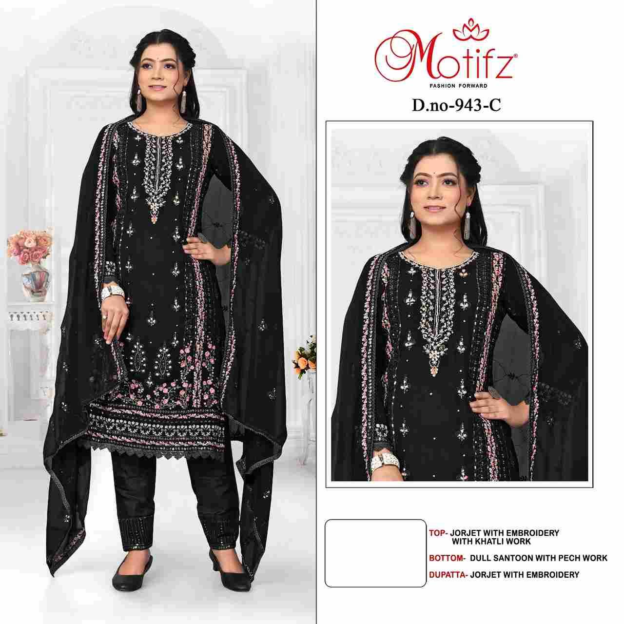 Motifz Hit Design 943 Colours By Motifz 943-A To 943-D Series Beautiful Pakistani Suits Colorful Stylish Fancy Casual Wear & Ethnic Wear Georgette Dresses At Wholesale Price
