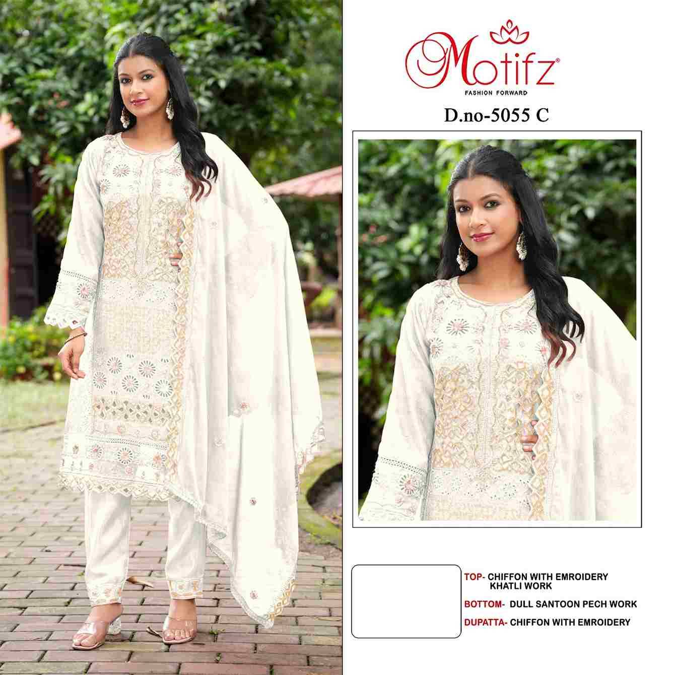Motifz Hit Design 5055 Colours By Motifz 5055-A To 5055-D Series Beautiful Pakistani Suits Colorful Stylish Fancy Casual Wear & Ethnic Wear Chiffon Dresses At Wholesale Price