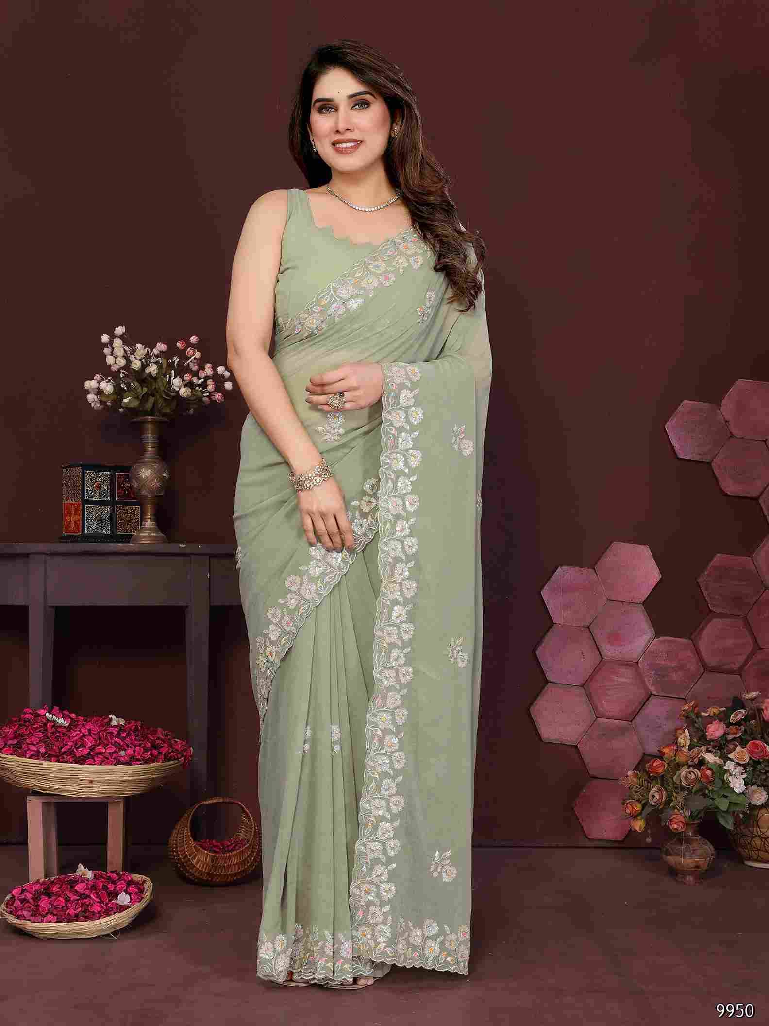 Satrangi By Fashid Wholesale 9947 To 9952 Series Indian Traditional Wear Collection Beautiful Stylish Fancy Colorful Party Wear & Occasional Wear Georgette Sarees At Wholesale Price