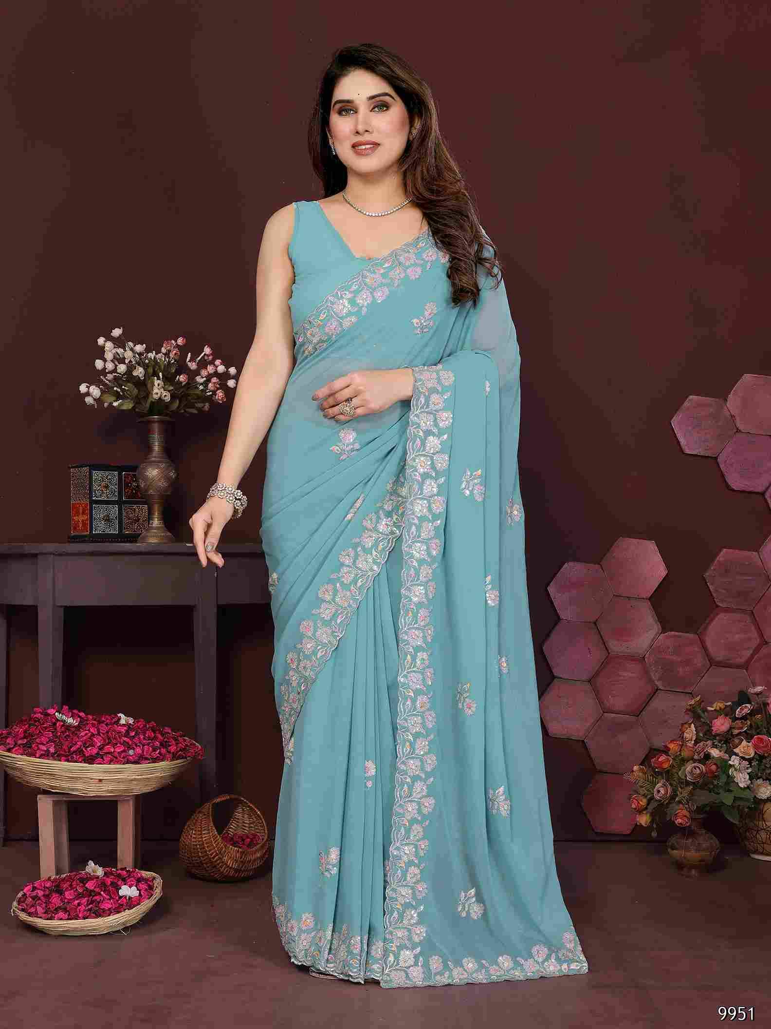 Satrangi By Fashid Wholesale 9947 To 9952 Series Indian Traditional Wear Collection Beautiful Stylish Fancy Colorful Party Wear & Occasional Wear Georgette Sarees At Wholesale Price
