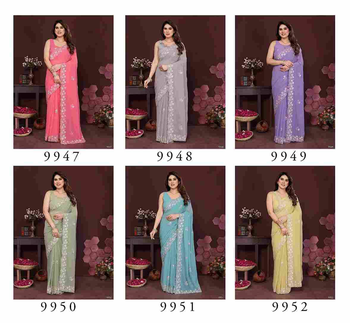 Satrangi By Fashid Wholesale 9947 To 9952 Series Indian Traditional Wear Collection Beautiful Stylish Fancy Colorful Party Wear & Occasional Wear Georgette Sarees At Wholesale Price