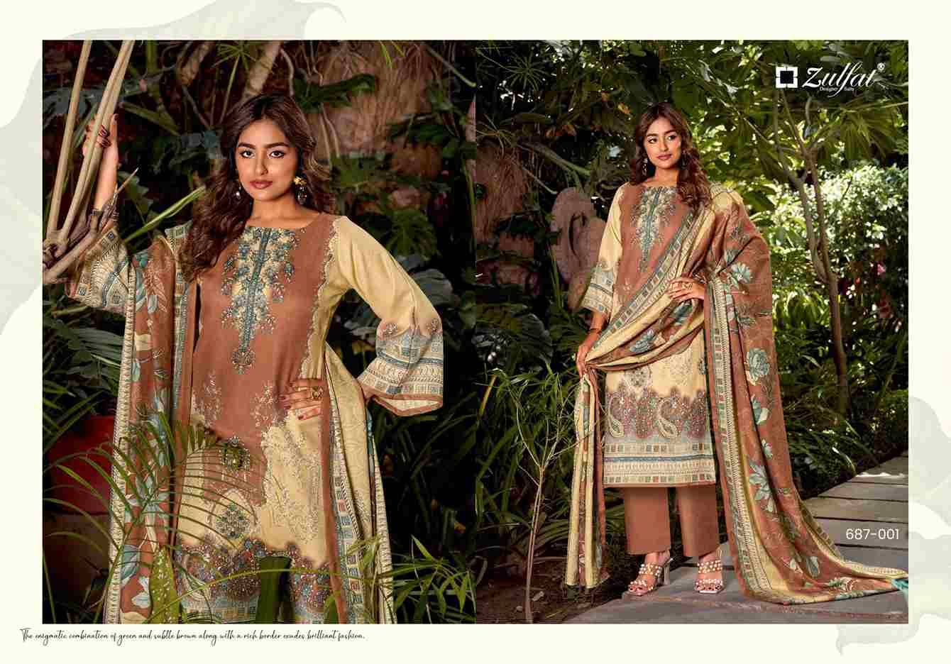 Begum By Zulfat 687-001 To 687-006 Series Beautiful Festive Suits Stylish Fancy Colorful Casual Wear & Ethnic Wear Pure Pashmina Print Dresses At Wholesale Price