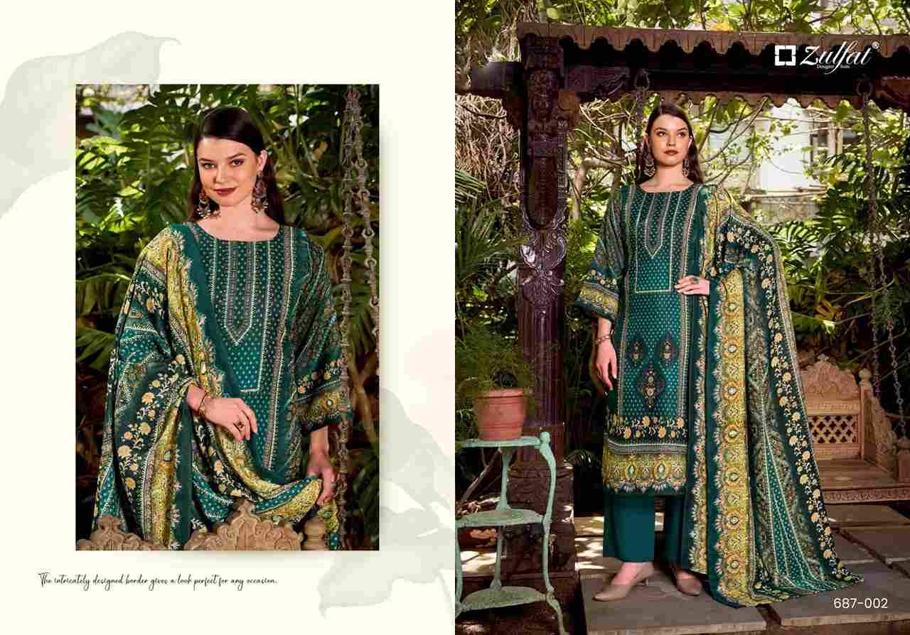 Begum By Zulfat 687-001 To 687-006 Series Beautiful Festive Suits Stylish Fancy Colorful Casual Wear & Ethnic Wear Pure Pashmina Print Dresses At Wholesale Price